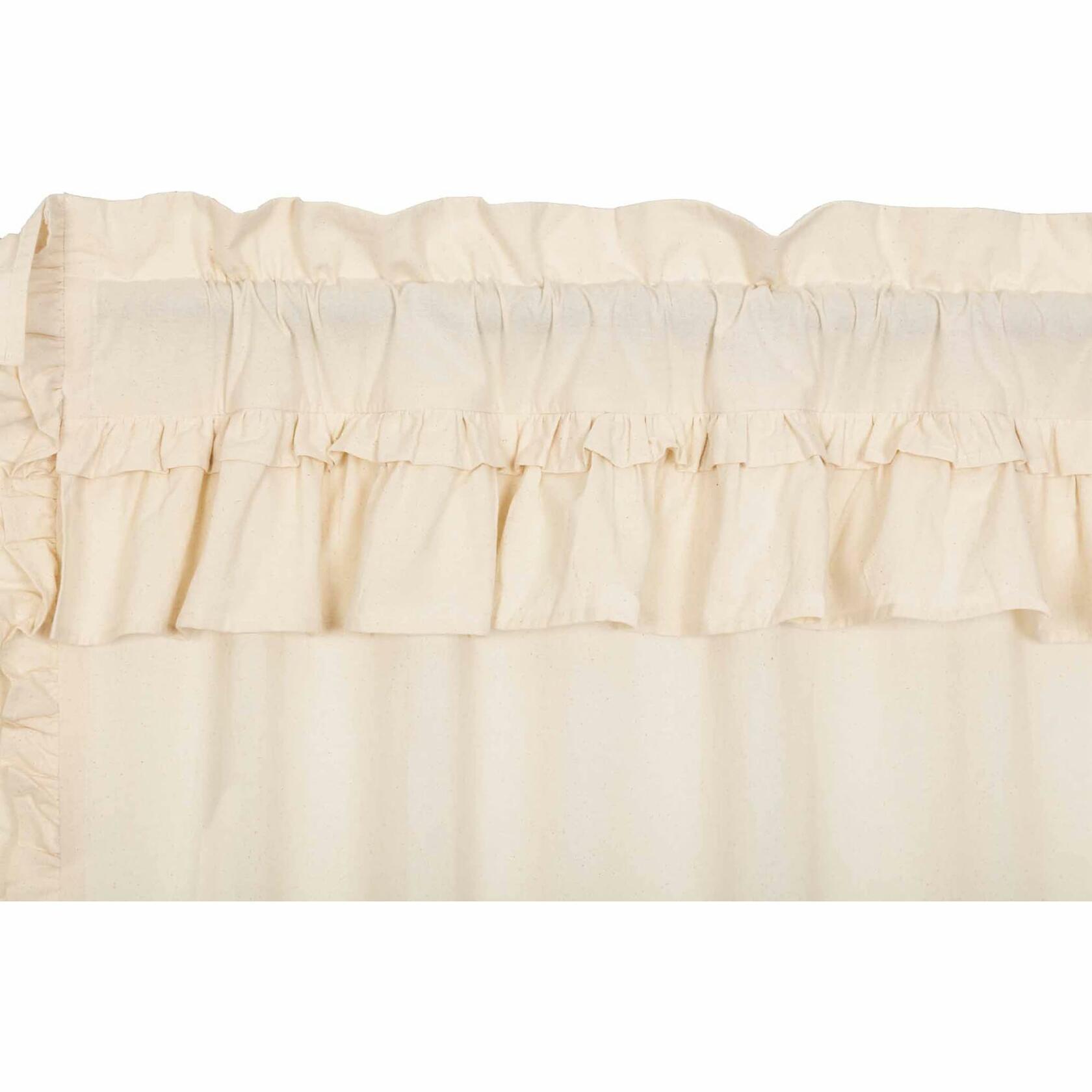VHC Brands Muslin Ruffled Unbleached Natural Tan Tier Set of 2 Farmhouse Cotton Window Treatment for Living Room or Kitchen 24" Lx36 W