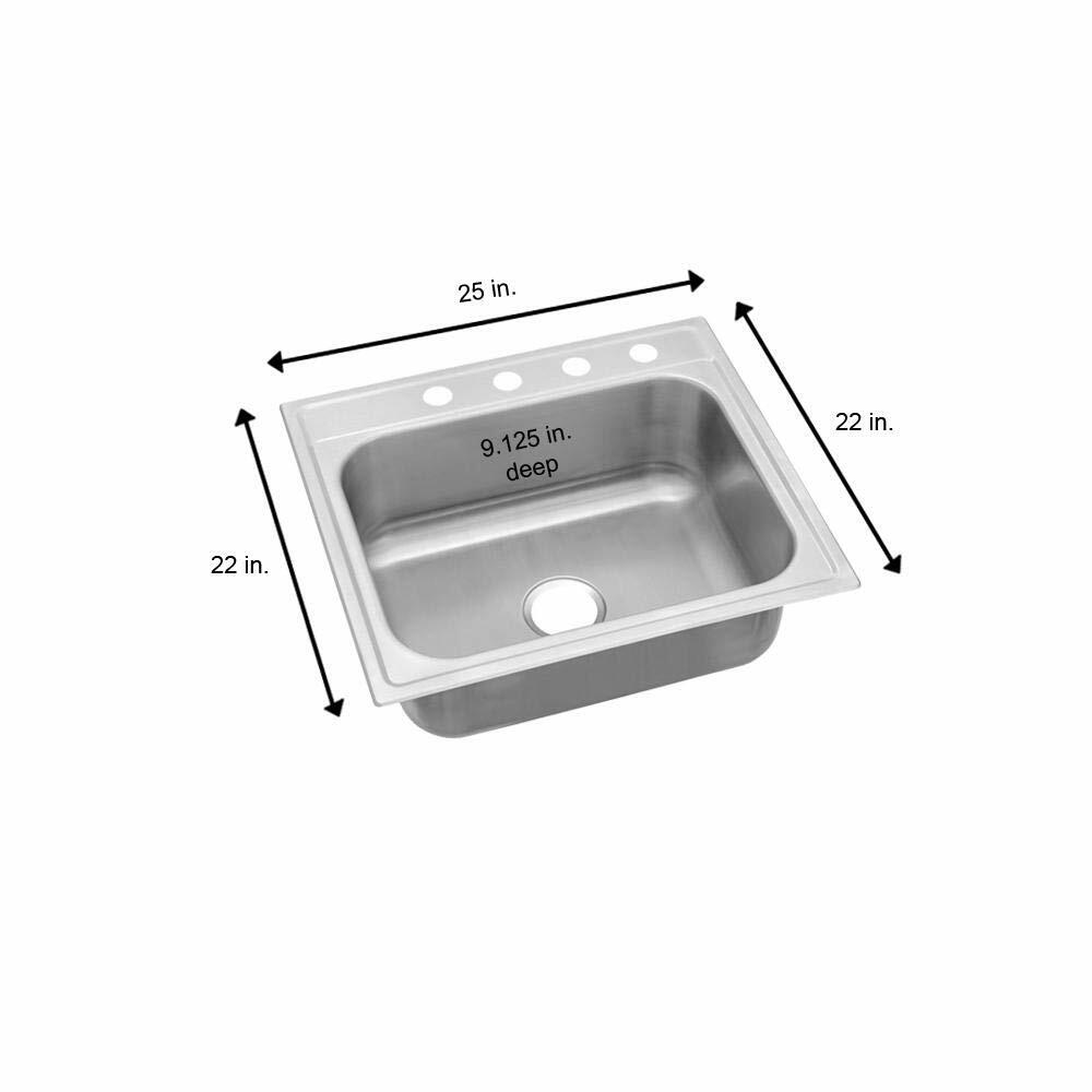 ELKAY HDSB252294 25IN 4-H SGL BWL Sink SS