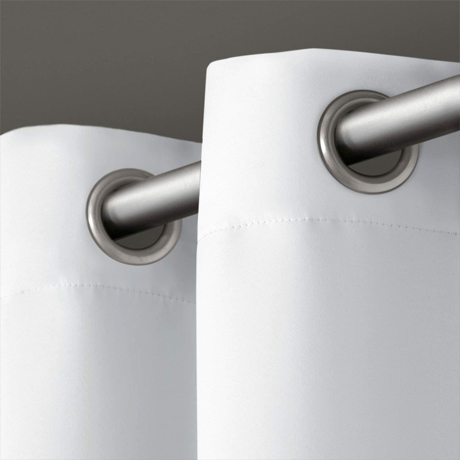 Exclusive Home Sateen Kids Twill Woven Room Darkening Blackout Grommet Top Curtain Panel Pair, 52"x84", Winter White