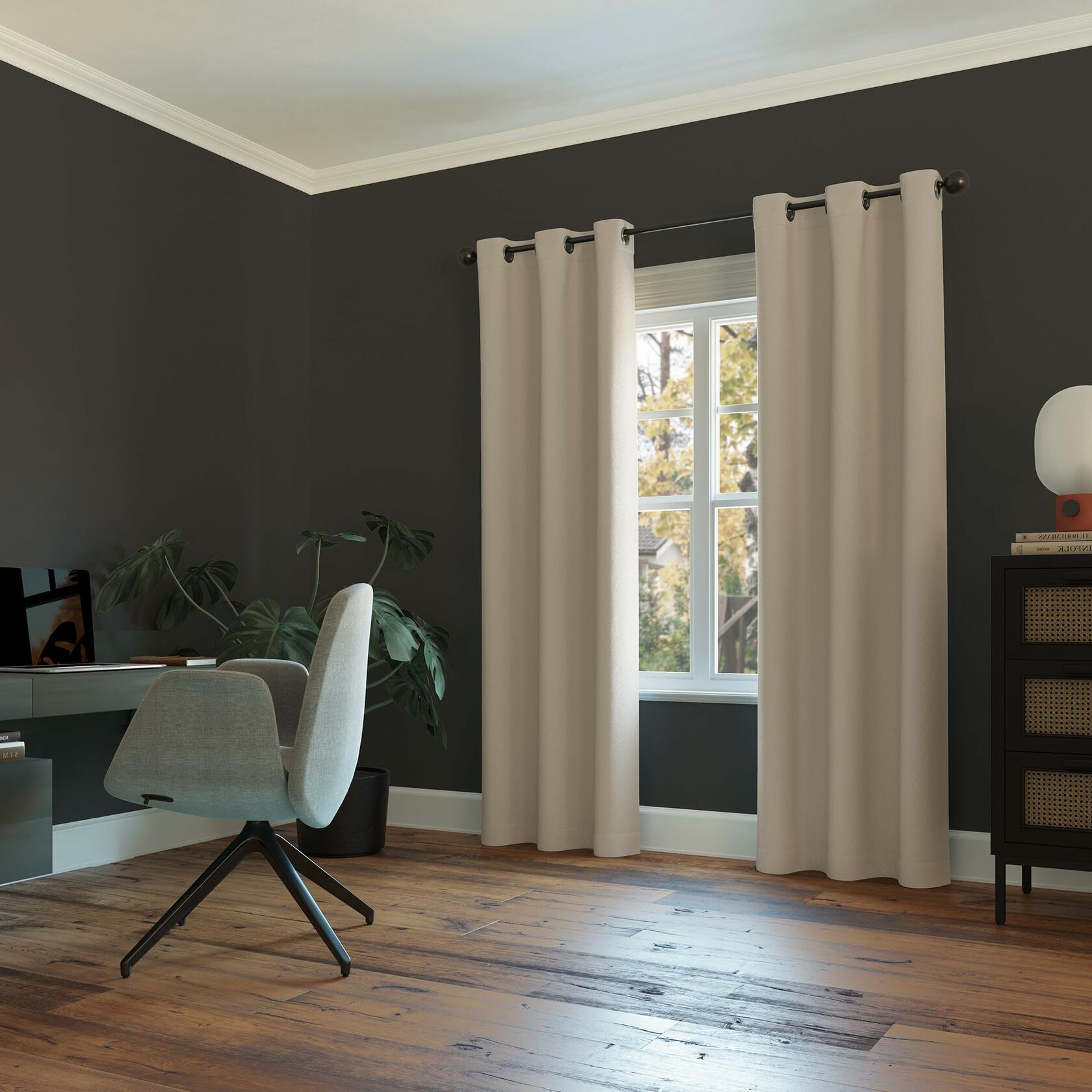 Sun Zero Easton Energy Saving Blackout Grommet Curtain Panel, 40" x 95", Stone