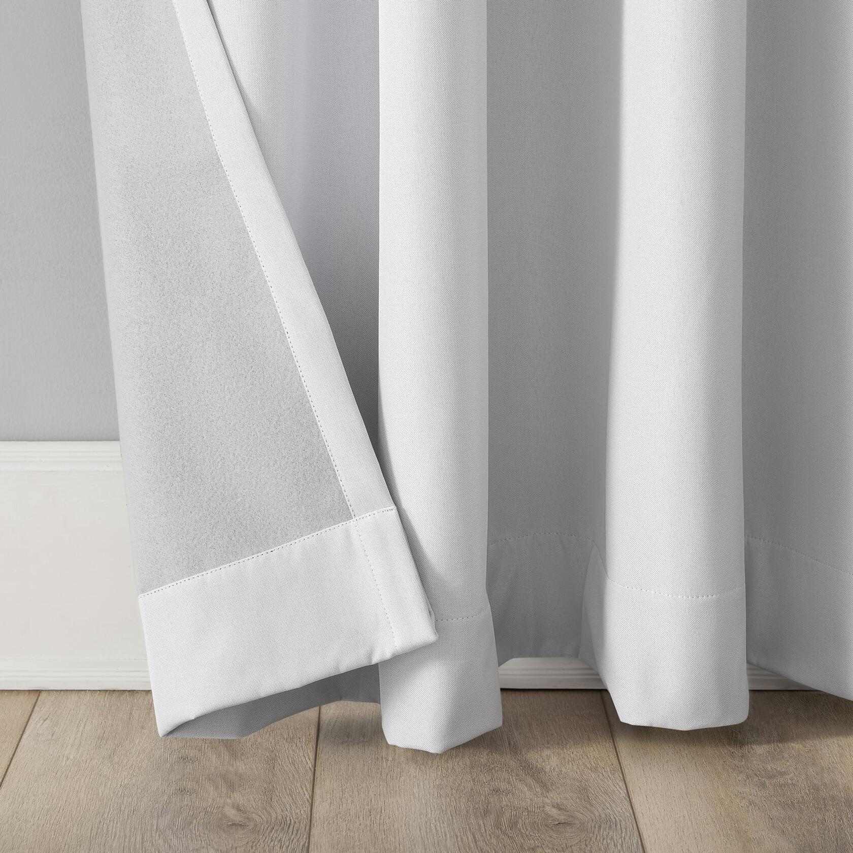 Sun Zero Tyrell Tonal Texture Draft Shield Fleece Insulated Total Blackout Grommet Curtain Panel, 50" x 96", Dove White