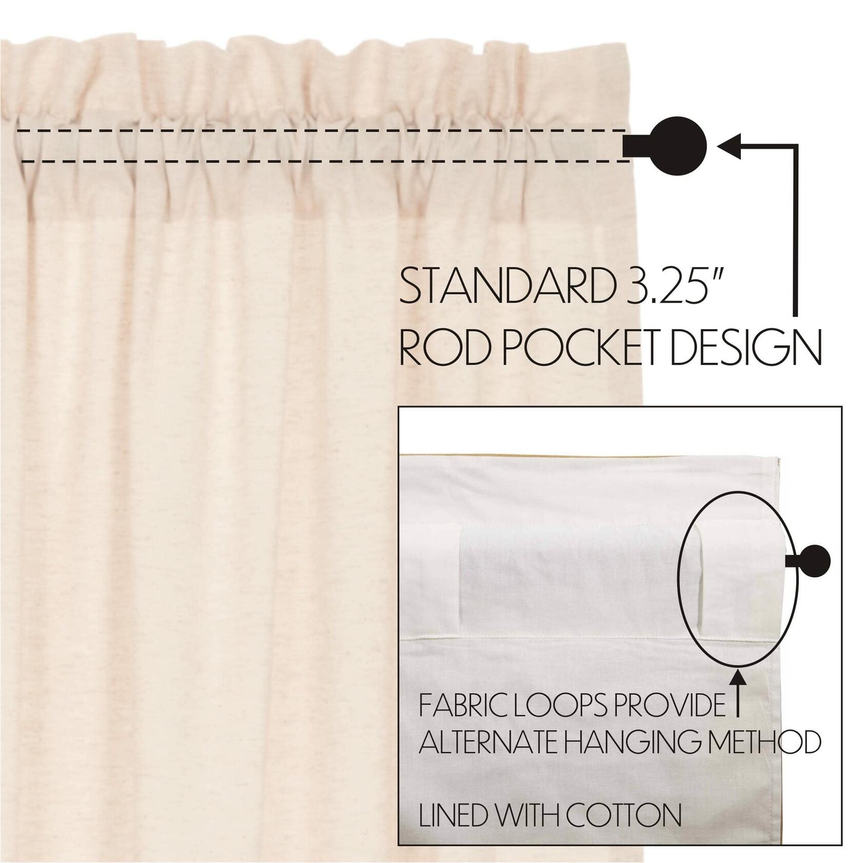 VHC Brands Simple Life Flax Solid Color Cotton Linen Blend Farmhouse Kitchen Curtains Rod Pocket Hanging Loops 16x72 Valance, Natural Creme White