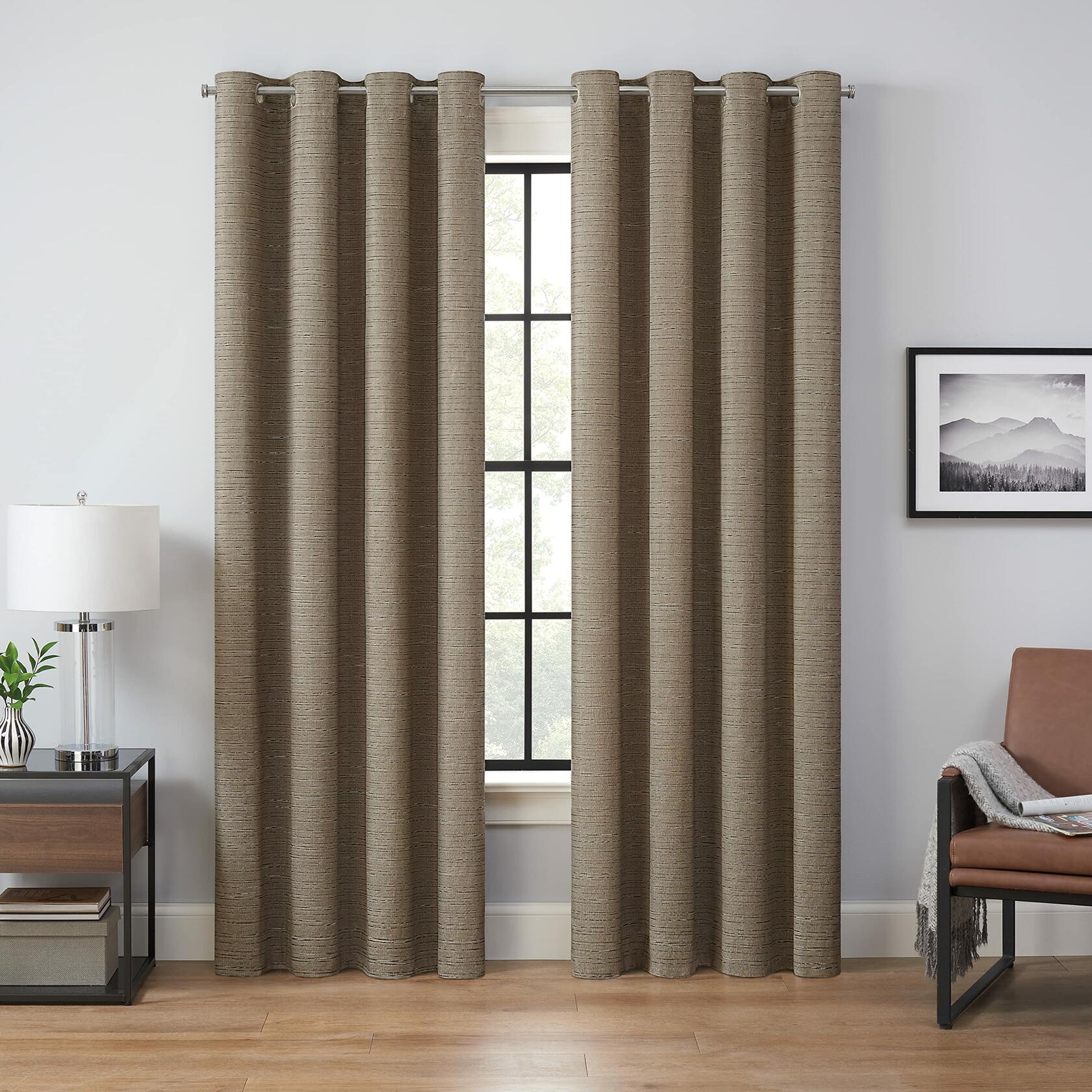 ECLIPSE Magnitech Branson Grommet 100% Blackout Curtains, Thermal Insulated, 1 Panel, 50 x 84 in, Mocha