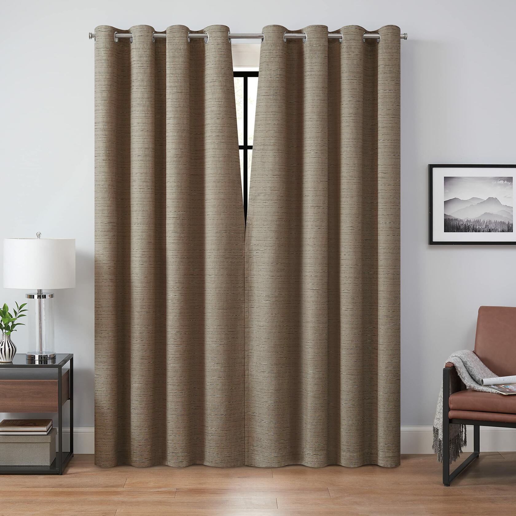 ECLIPSE Magnitech Branson Grommet 100% Blackout Curtains, Thermal Insulated, 1 Panel, 50 x 84 in, Mocha
