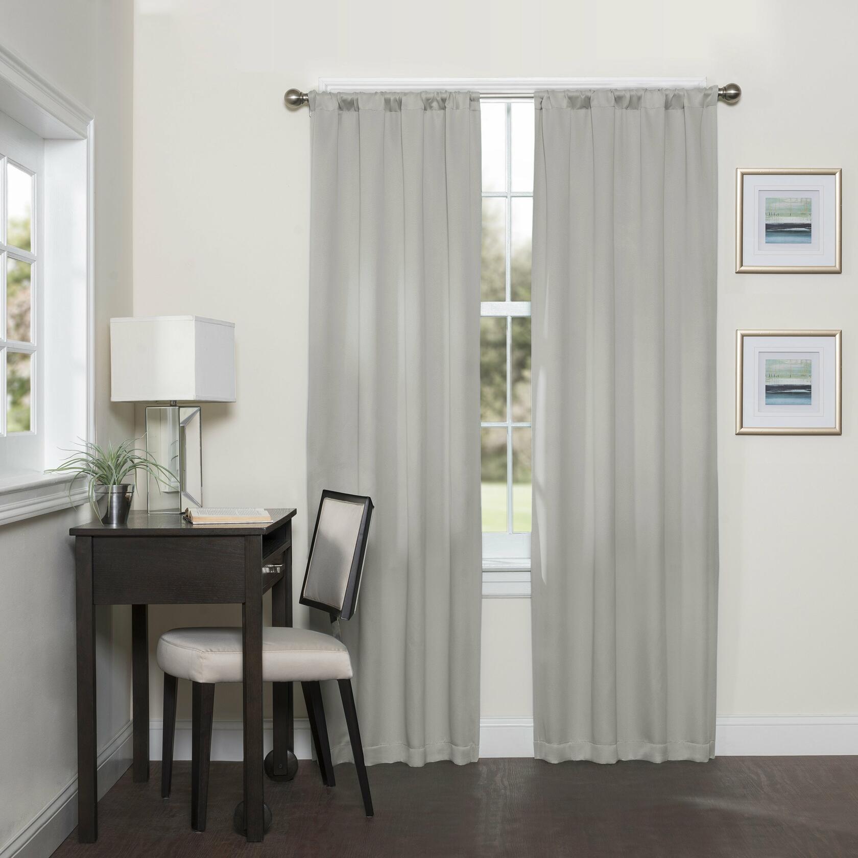 ECLIPSE Blackout Curtains for Bedroom-Darrell 37" x 63" Insulated Darkening Single Panel Rod Pocket Window Treatment Living Room, Grey