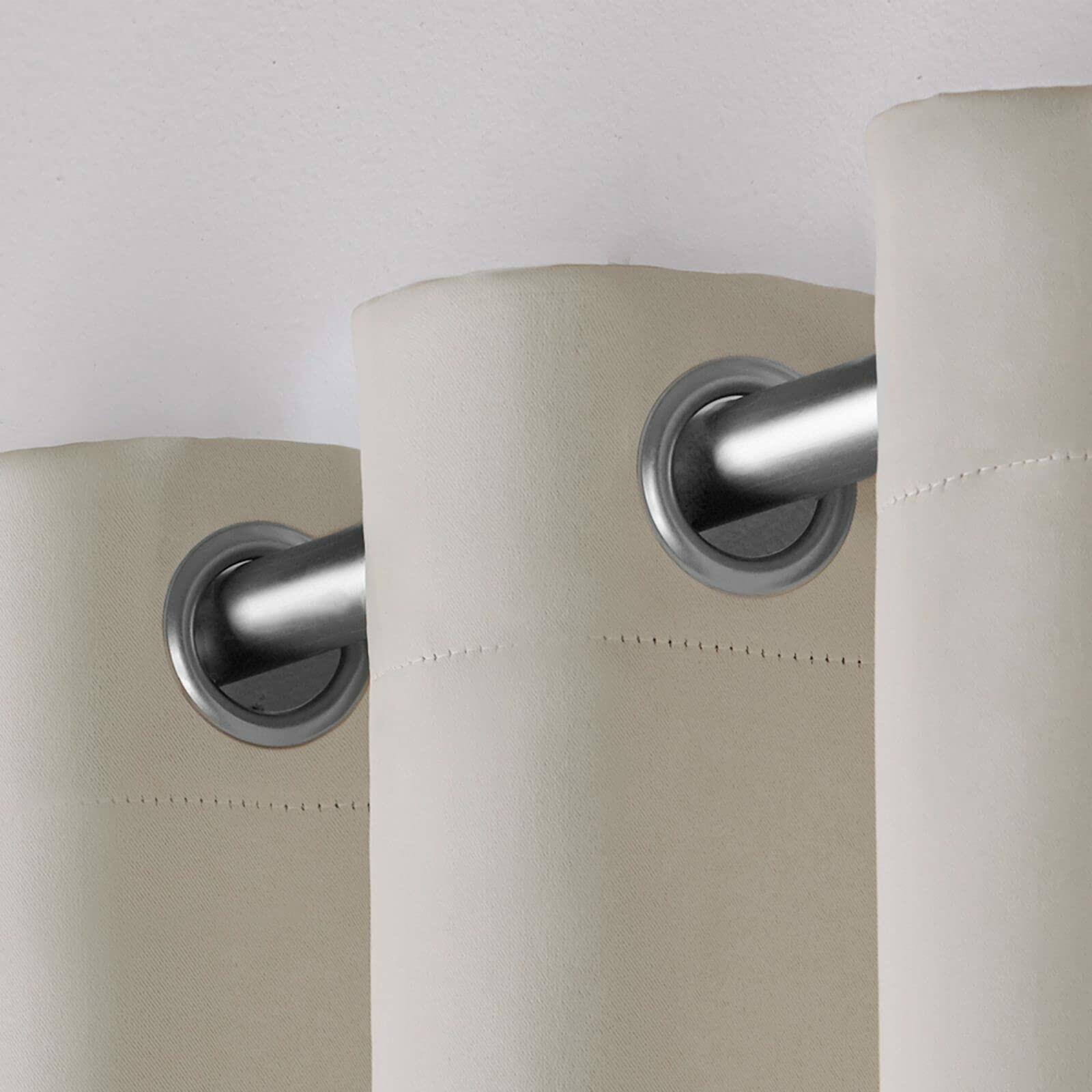 EXCLUSIVE HOME Sateen Twill Woven Room Darkening Blackout Grommet Top Curtain Panel Pair, 52"x96", Linen