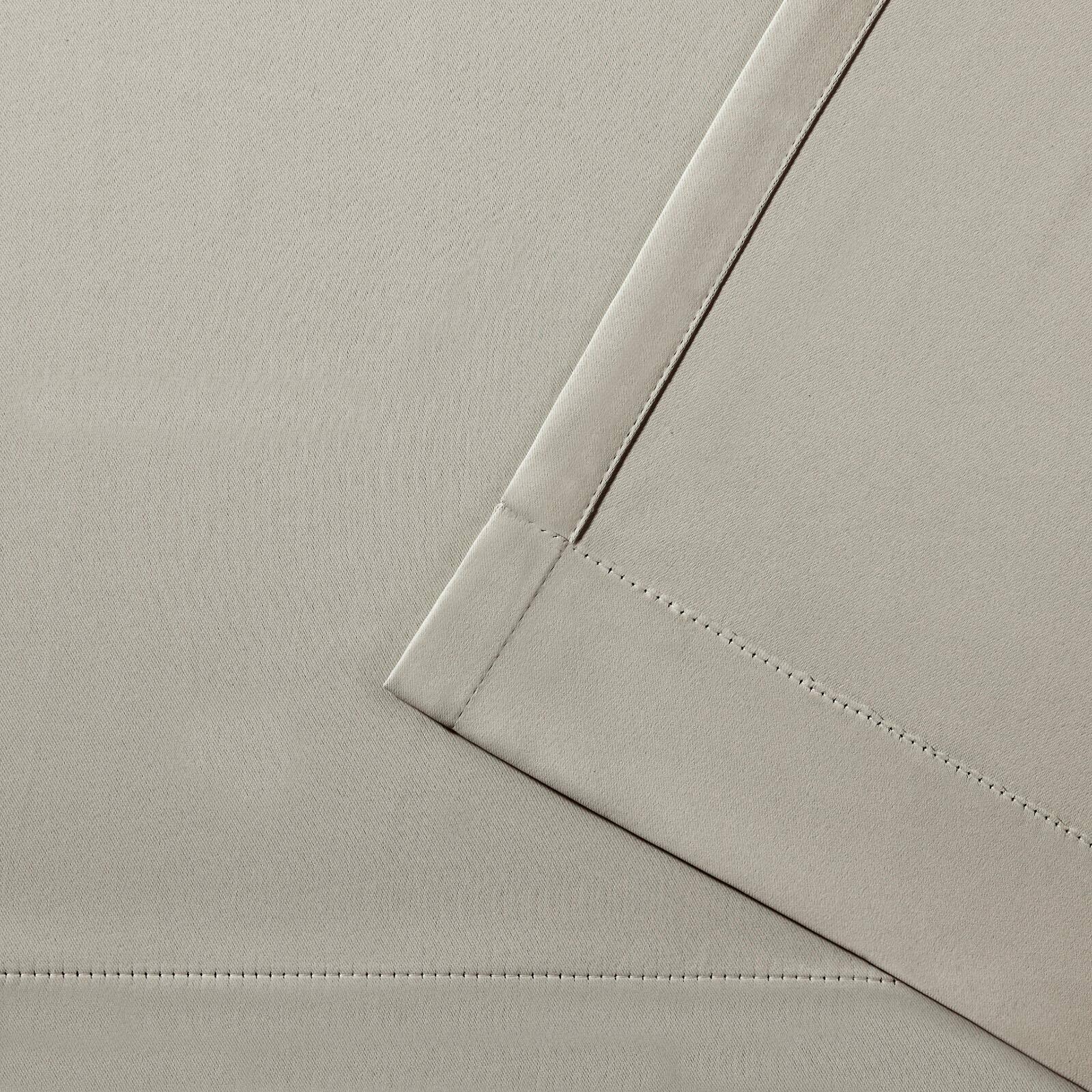 EXCLUSIVE HOME Sateen Twill Woven Room Darkening Blackout Grommet Top Curtain Panel Pair, 52"x96", Linen