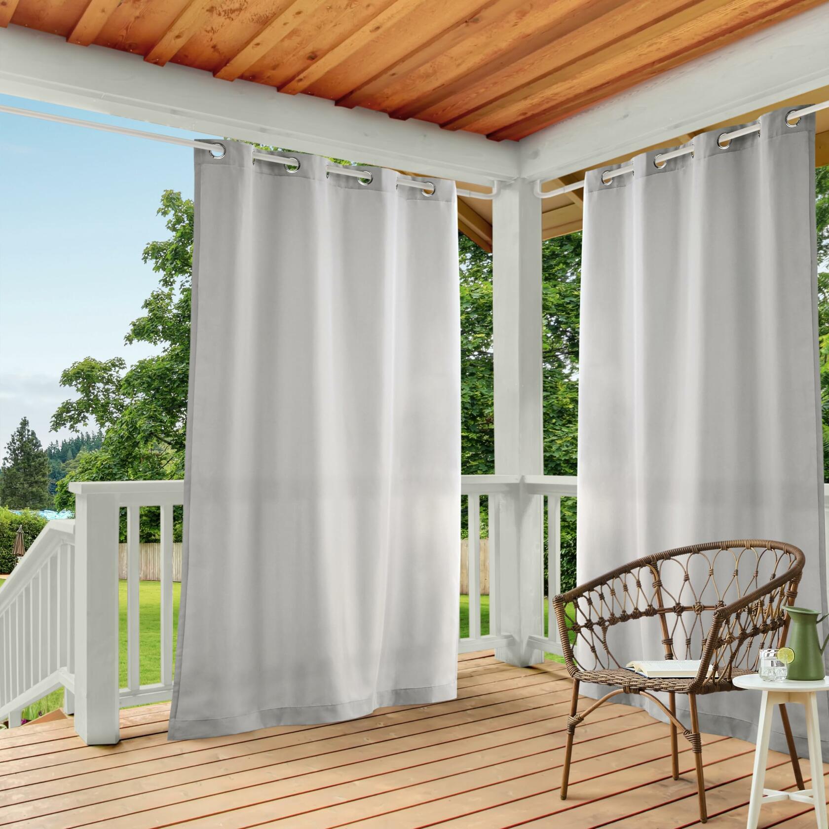 TOWN & COUNTRY BASICS Cabana Solid Heavyweight Indoor Outdoor Curtains, Light Filtering Opacity with Grommet Top, Water Repellent, 2-Pack Set, 54"x96", Cloud Grey