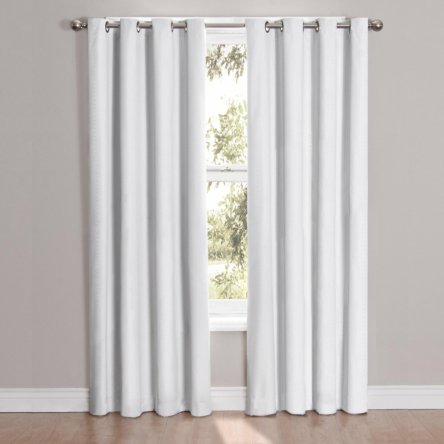 ECLIPSE Blackout Curtains for Bedroom - Cassidy 52" x 84" Thermal Insulated Single Panel Grommet Top Room Darkening Curtains for Living Room, White