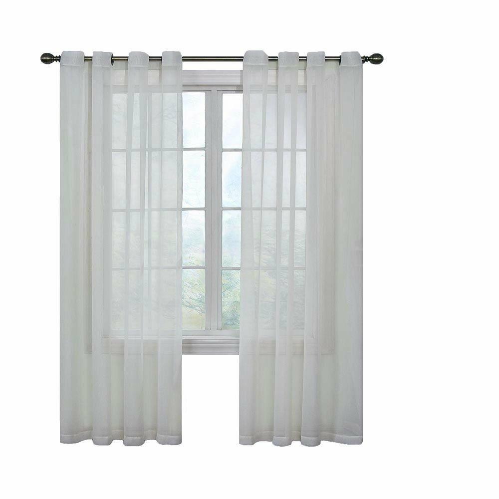 CurtainFresh Odor Neutralizing Sheer Voile Grommet Window Curtain for Bedroom or Living Room (1 Panel), 59 in x 108 in, White