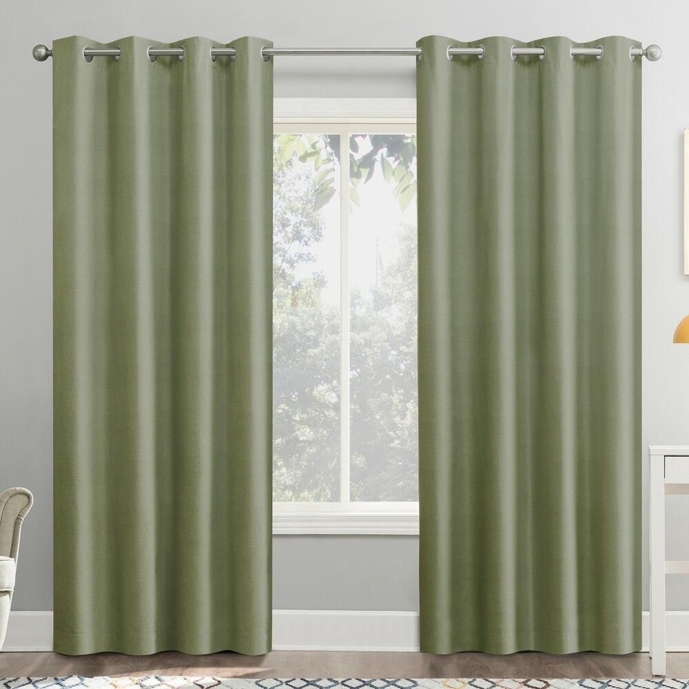 50"x84" Sun Zero Blackout Duran Thermal Insulated Grommet Curtain Panel Green: Energy Efficient, Noise Reduction, Modern