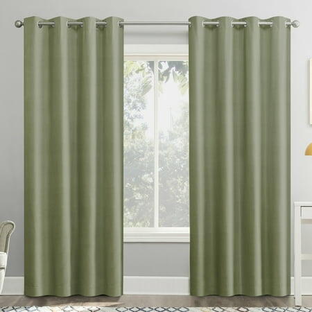 50"x84" Sun Zero Blackout Duran Thermal Insulated Grommet Curtain Panel Green: Energy Efficient, Noise Reduction, Modern