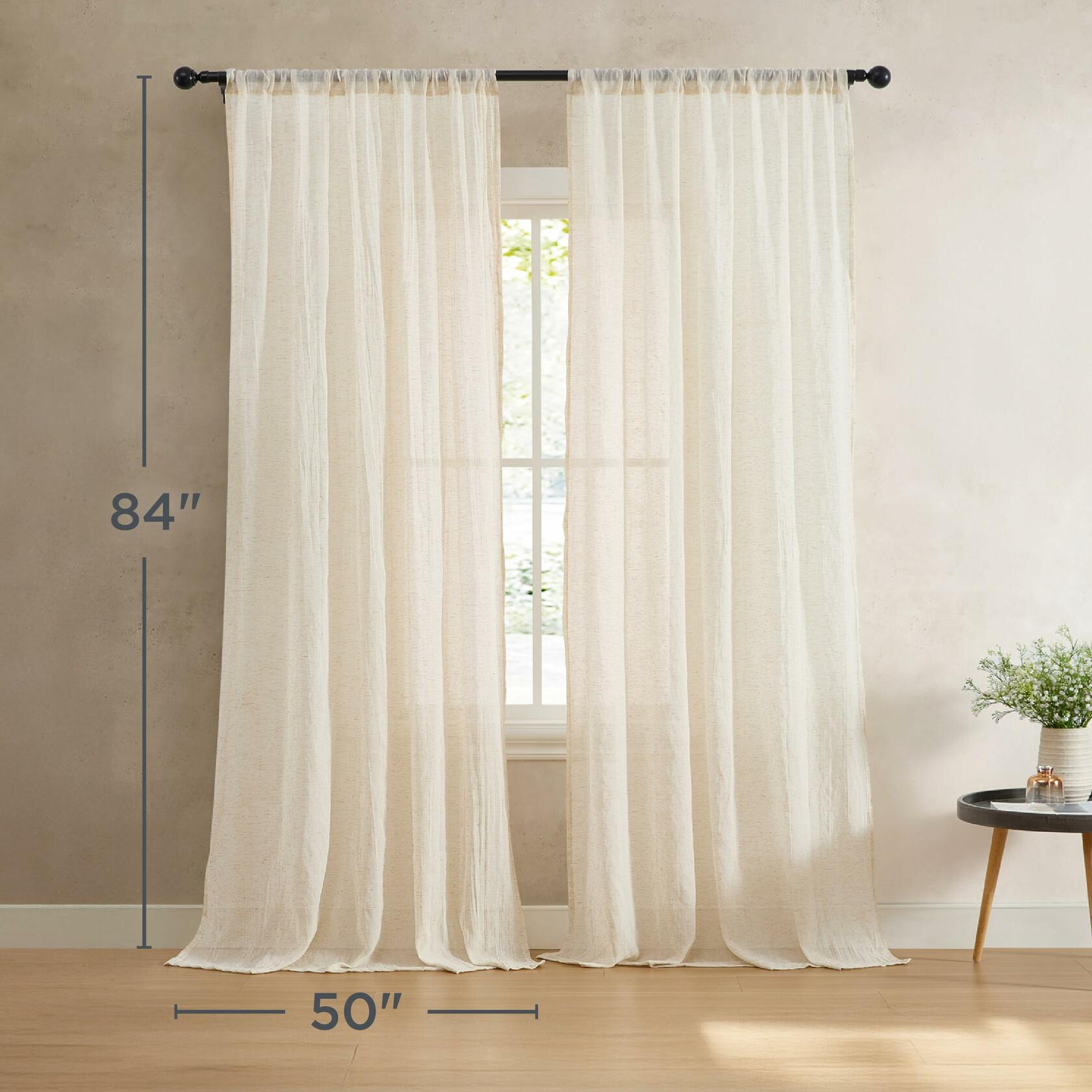 French Connection – Charter Crushed | Window Curtain | Set of 2 Panels| Semi Sheer | Modern Home Décor | Drapes for Living Room, Dining Room, Bedroom, Dorm | Measures 50”x 84”| Natural