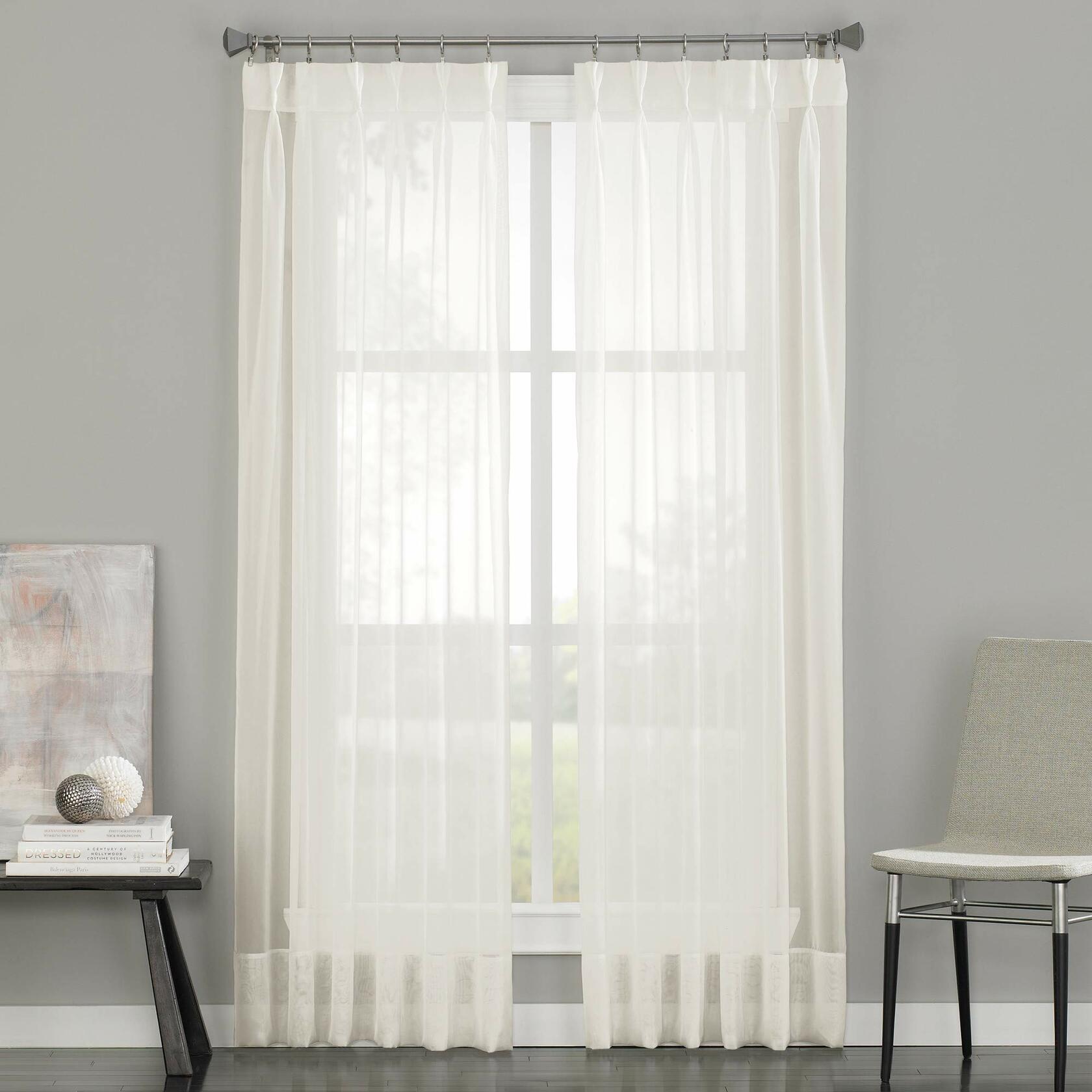 Curtainworks Soho Voile Sheer Pinch Pleat Curtain Panel, 29 by 95", Oyster