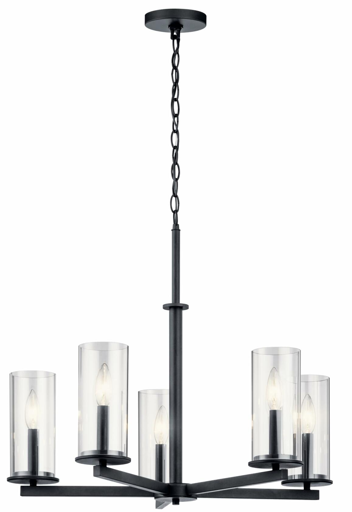 KICHLER 43999BK Crosby Chandelier, 5-Light 300 Total Watts, Black
