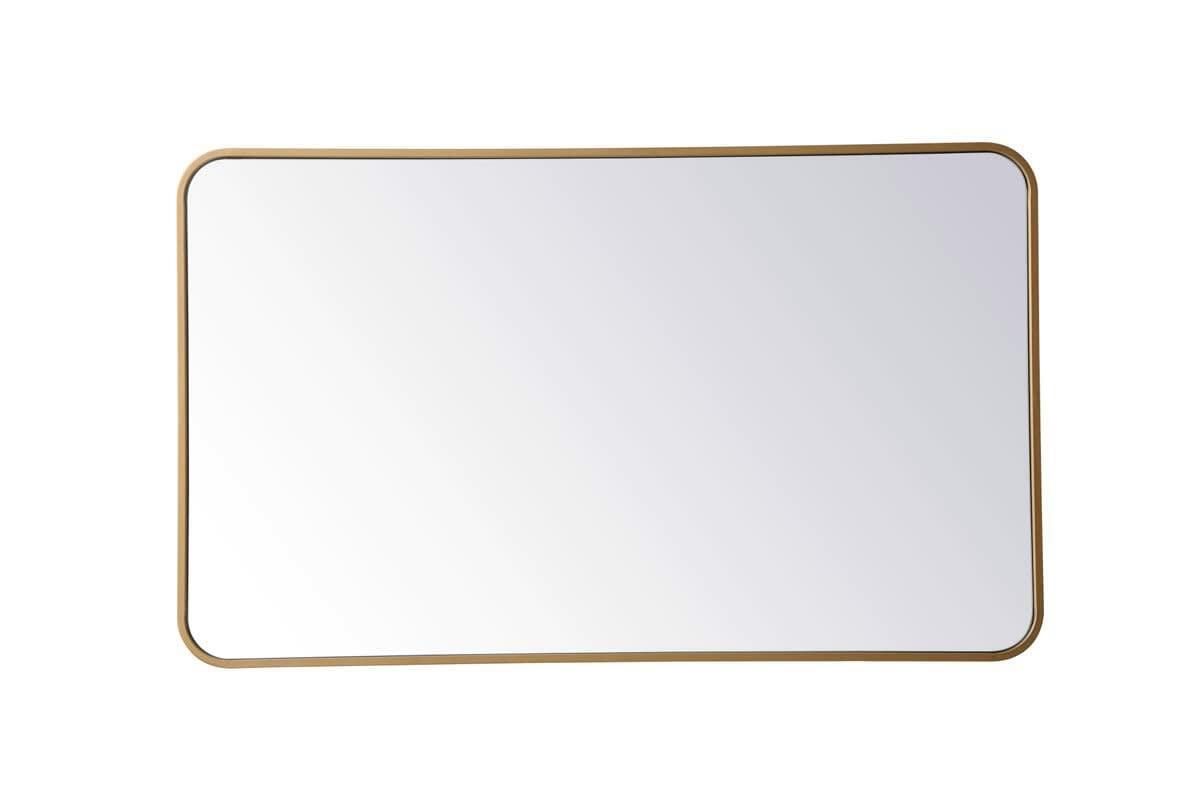 Elegant Decor Evermore 24x40 Soft Corner Metal Rectangular Mirror in Brass