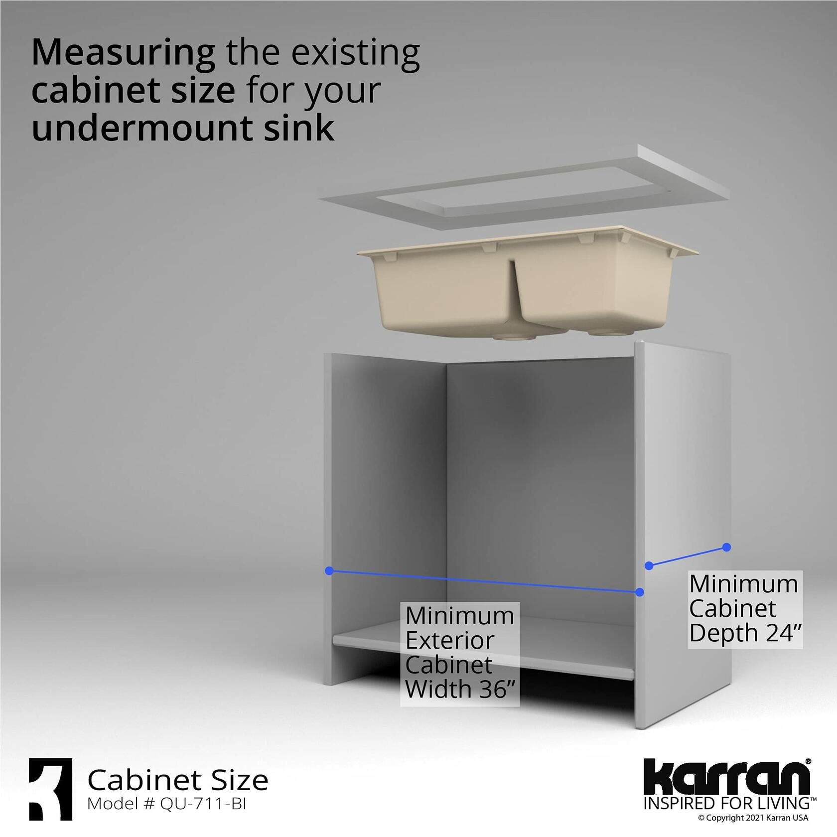 Karran QU-711 Undermount Quartz Composite 32 in. 60/40 Double Bowl Kitchen Sink in Bisque