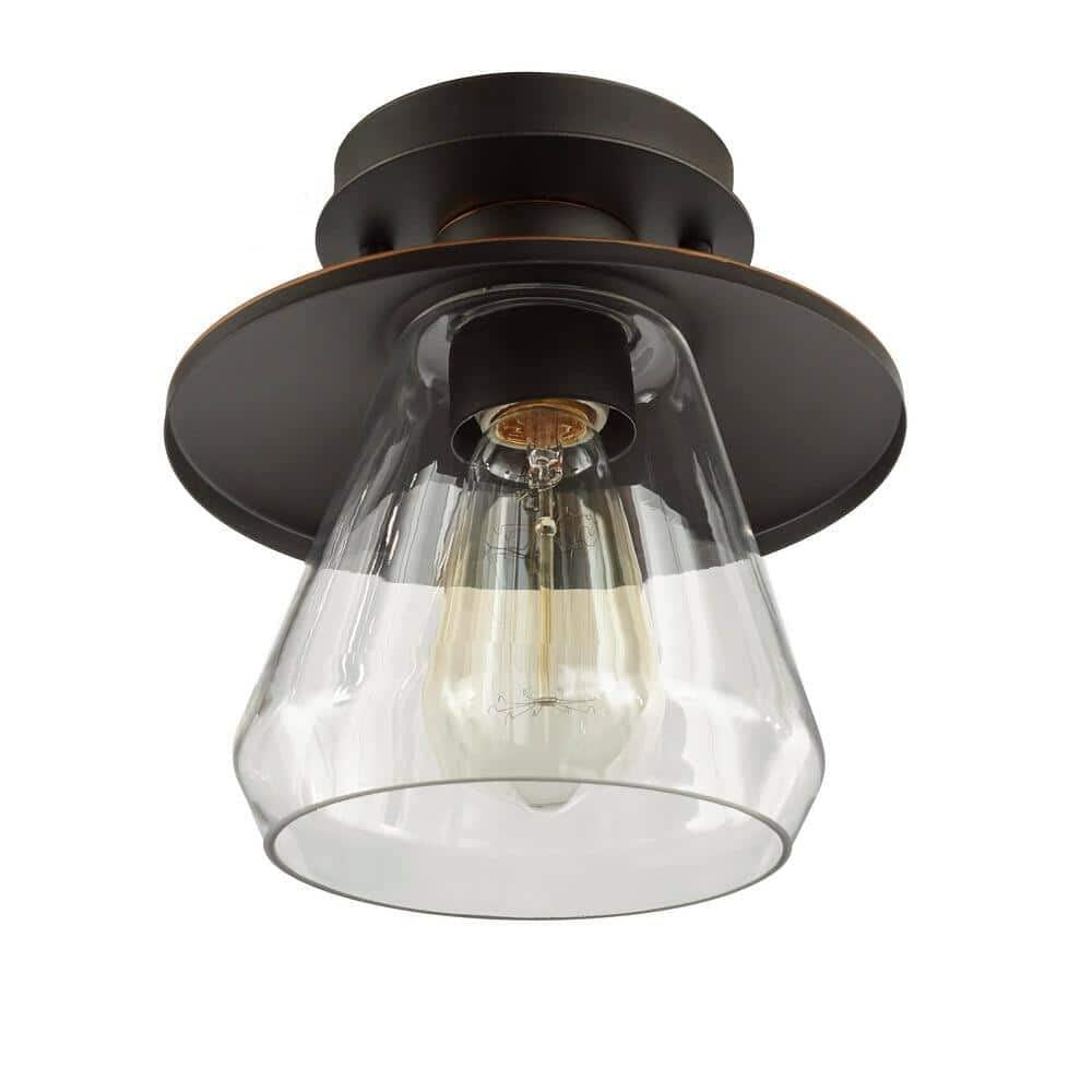 Northmoore 1-Light Oil Rubbed Bronze and Glass Semi-Flush Mount