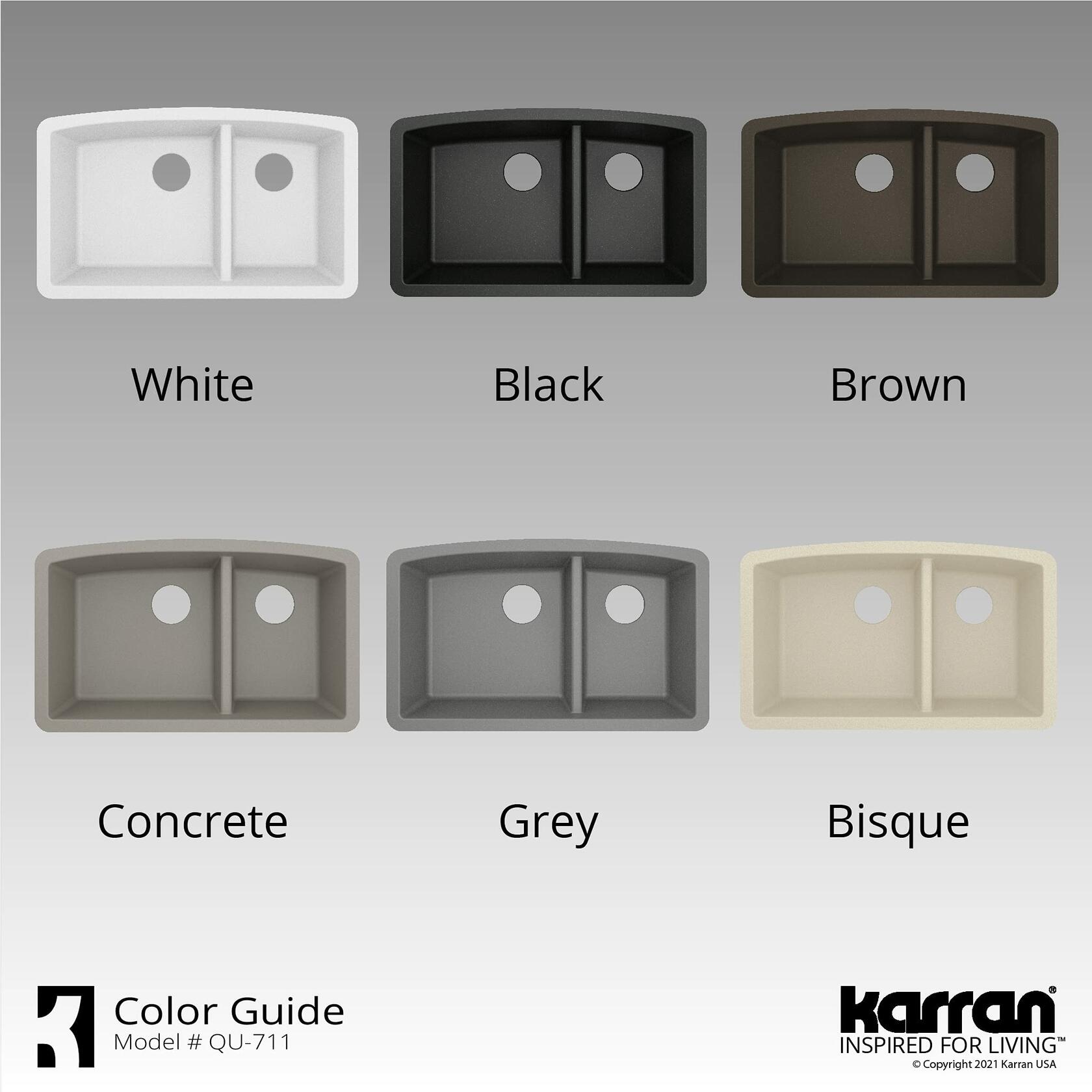 Karran QU-711 Undermount Quartz Composite 32 in. 60/40 Double Bowl Kitchen Sink in Bisque