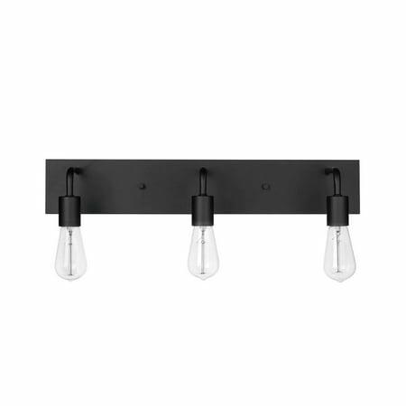 Northvale 24 in. 3-Light Matte Black Industrial Bathroom Vanity Light