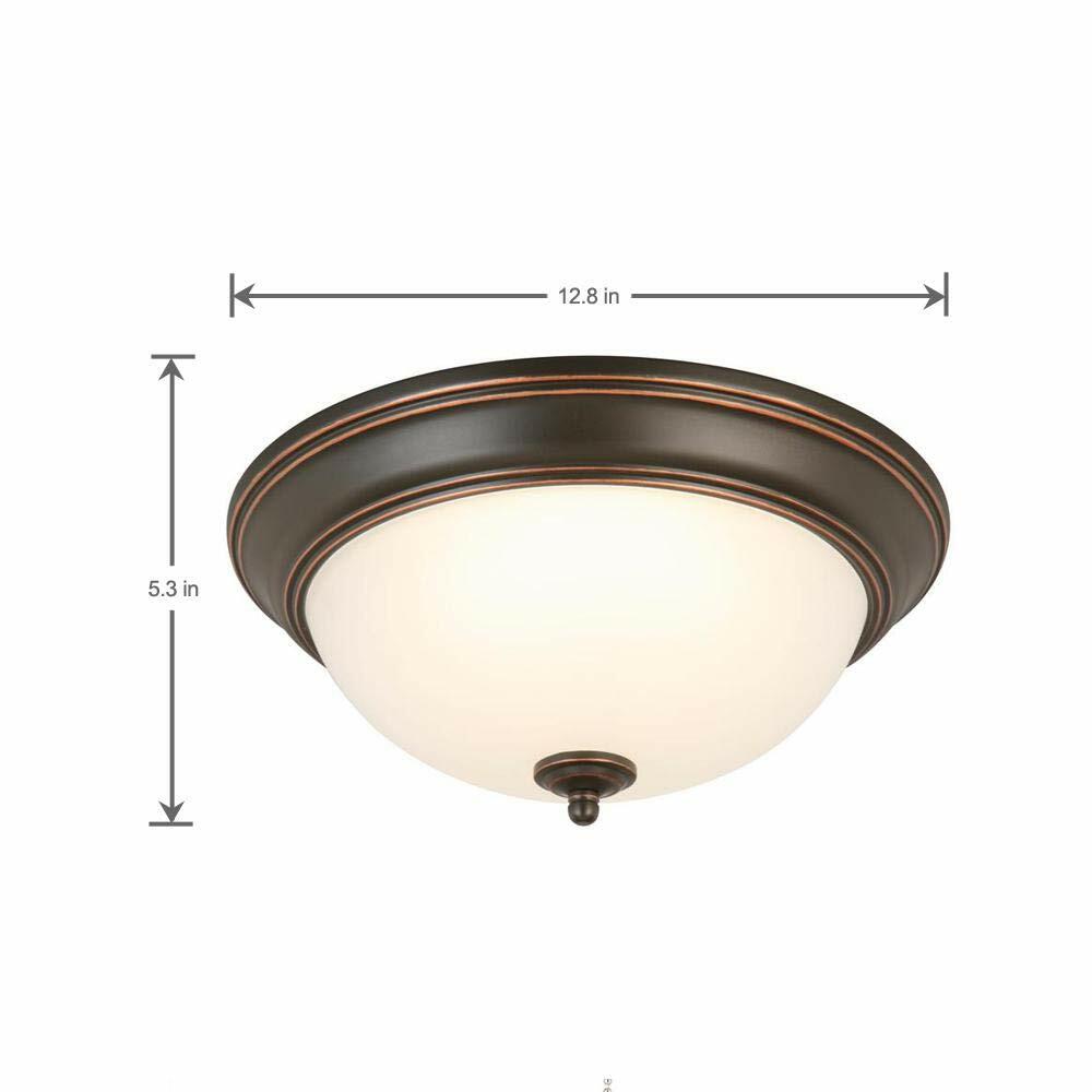 Commercial Electric 13 in. Oil-Rubbed Bronze LED Twin Pack Flushmount