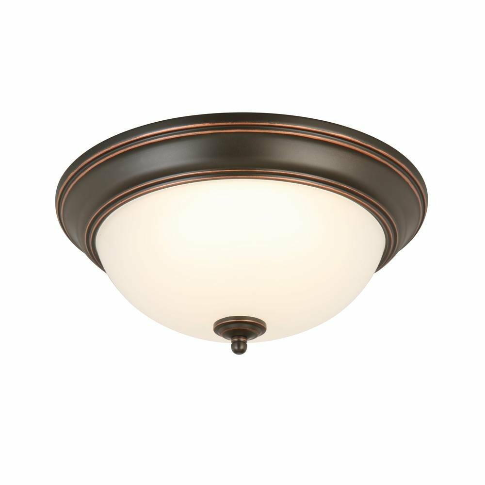 Commercial Electric 13 in. Oil-Rubbed Bronze LED Twin Pack Flushmount