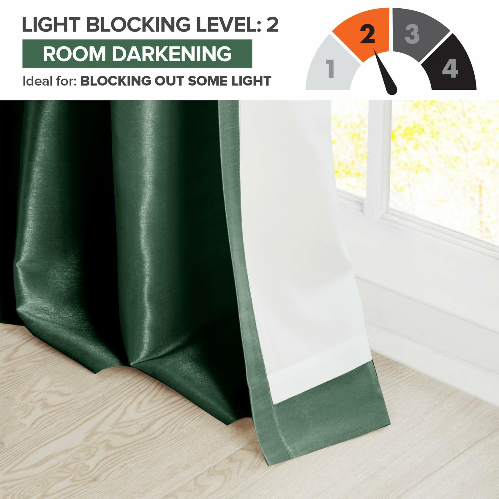 Madison Park Emilia Faux Silk Single Curtain with Privacy Lining, DIY Twist Tab Top, Window Drape for Living Room, Bedroom and Dorm, 95" L x 50" W, Green