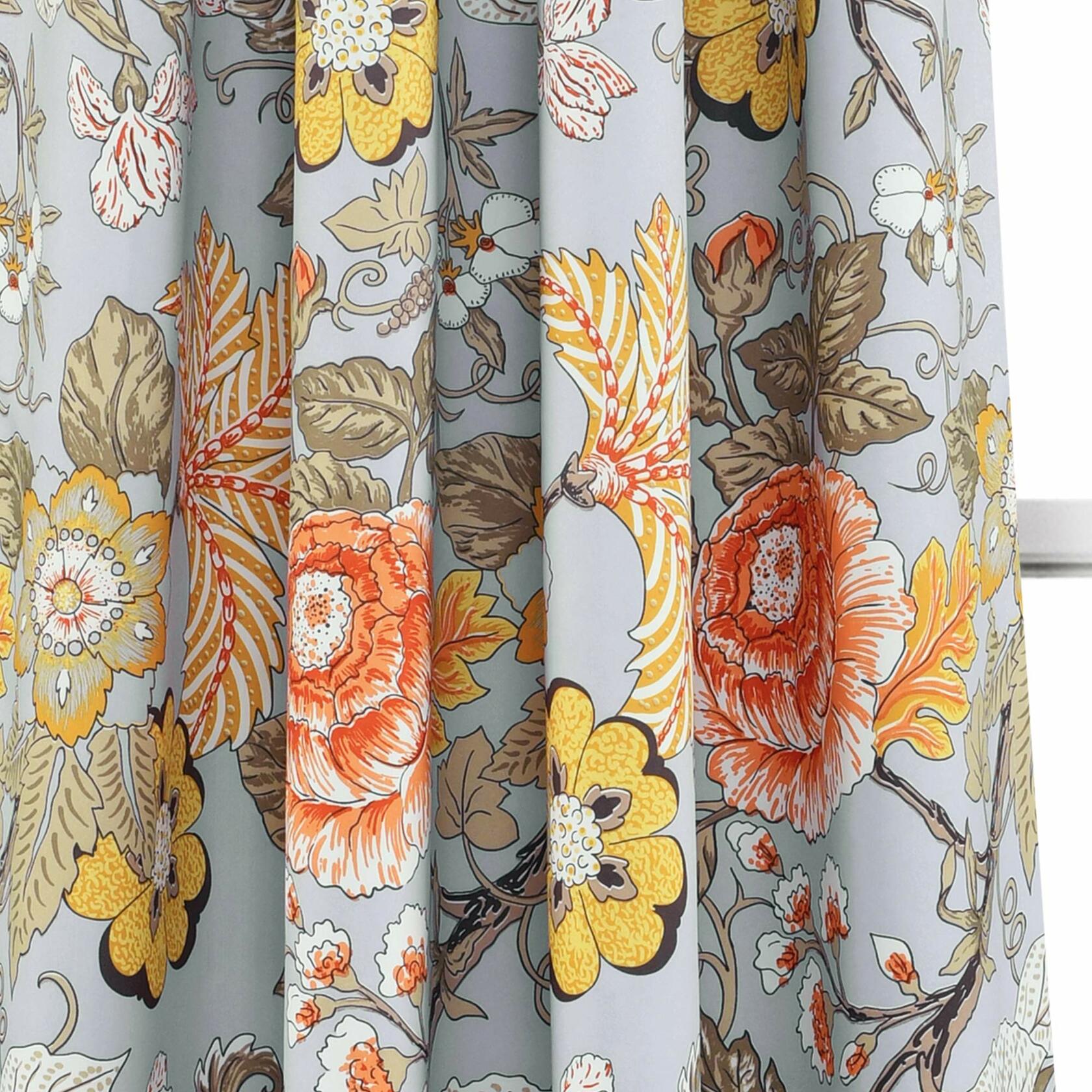Lush Decor Sydney Light Filtering Window Curtain Panels, Pair, 52" W x 84" L, Gray & Yellow - Drapes - Floral Curtains for Bedroom - Vintage Curtains - Coquette Decor