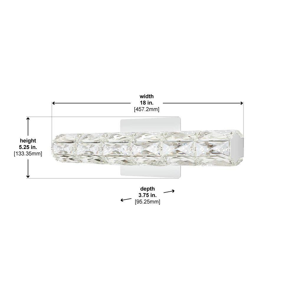 Keighley 18 in. Chrome LED Crystal Vanity Light Bar