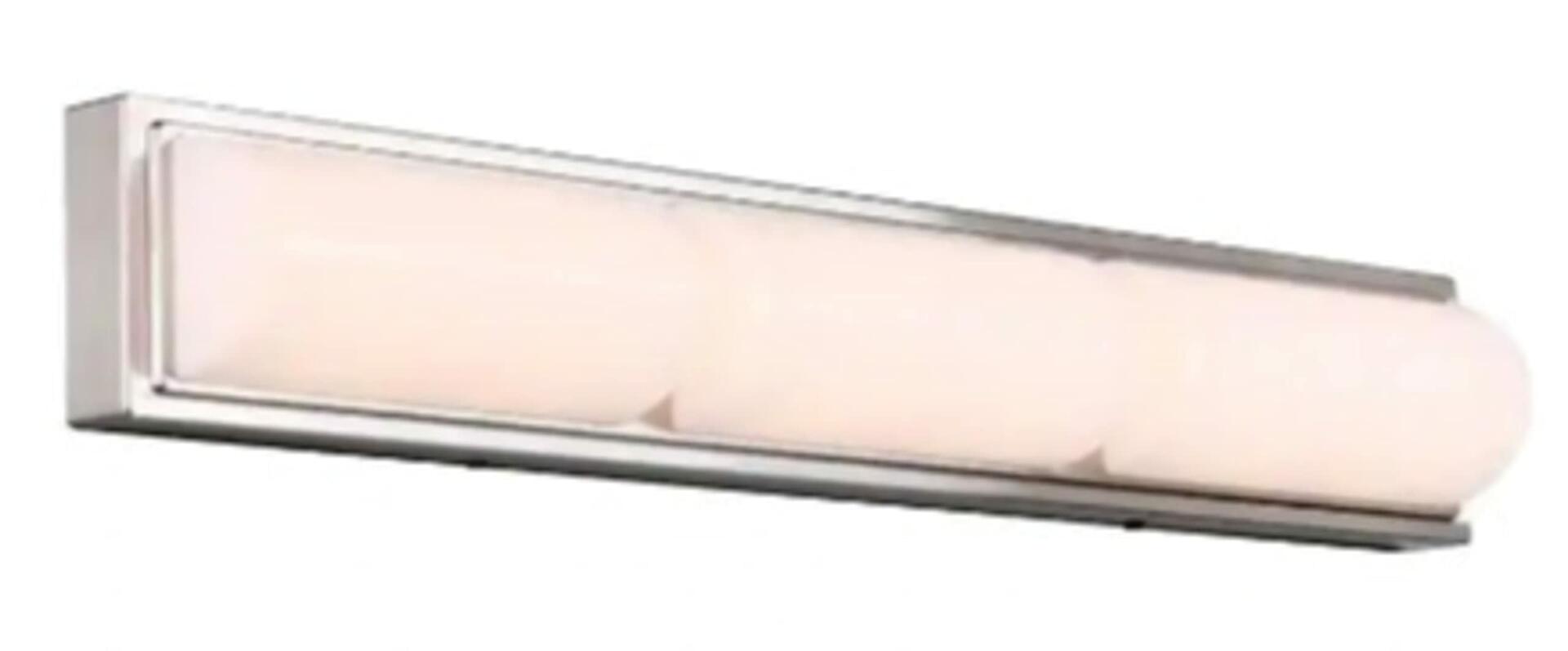 Home Decorators Bingham 24.02 in. 1-Light Brushed Nickel Integrated LED Bathroom Vanity Light Bar with Frosted Acrylic Shade