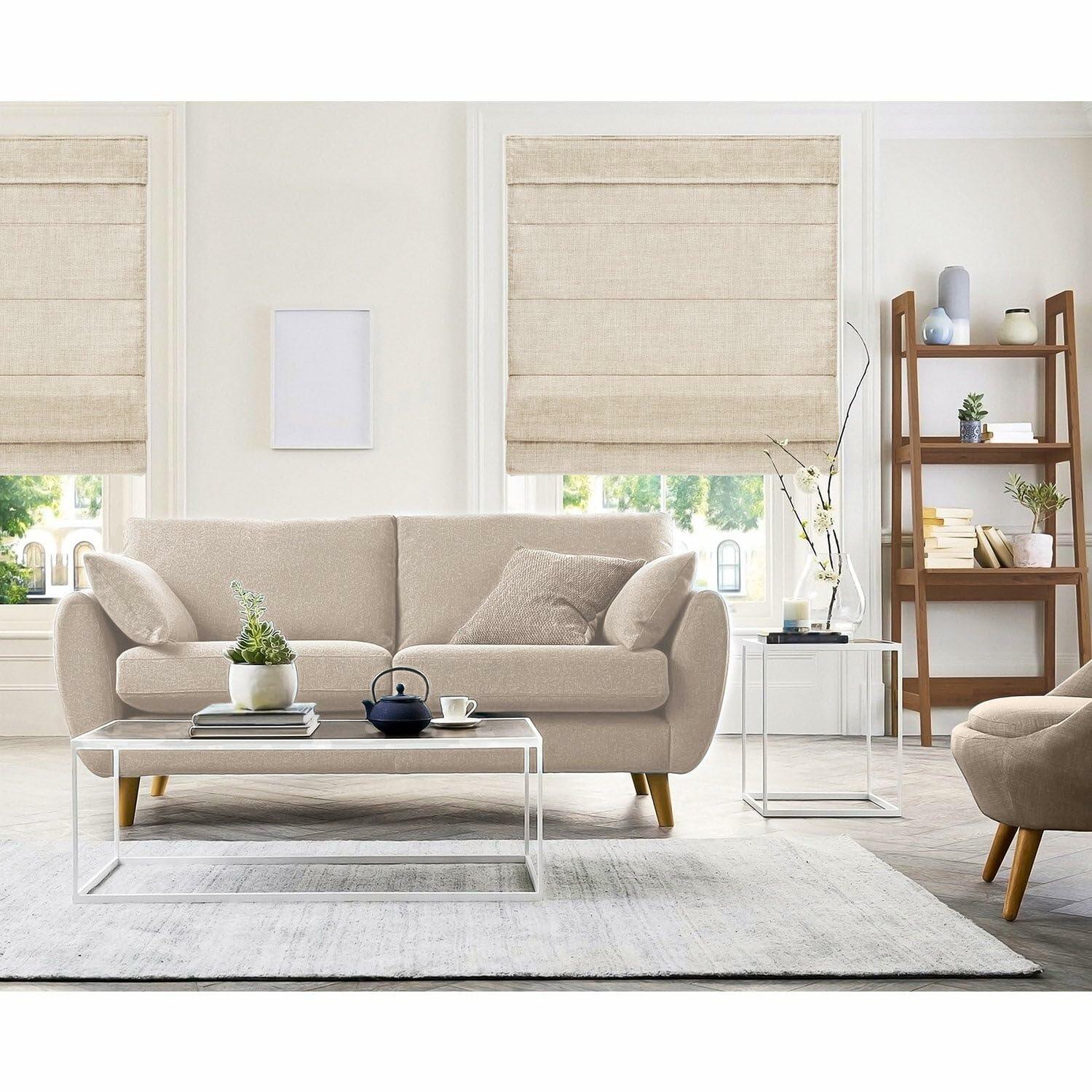 CHICOLOGY Roman Shades for Windows, Window Treatments, Roman Shades, Roman Window Shades, Room Darkening Shades, Window Shades, 32" W X 64" H, Belgian Flax (Privacy & Light Filtering)