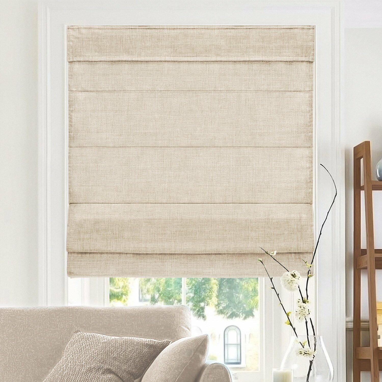 CHICOLOGY Roman Shades for Windows , Window Treatments , Roman Shades , Roman Window Shades , Room Darkening Shades , Window Shades , 35" W X 72" H , Belgian Flax (Privacy & Light Filtering)