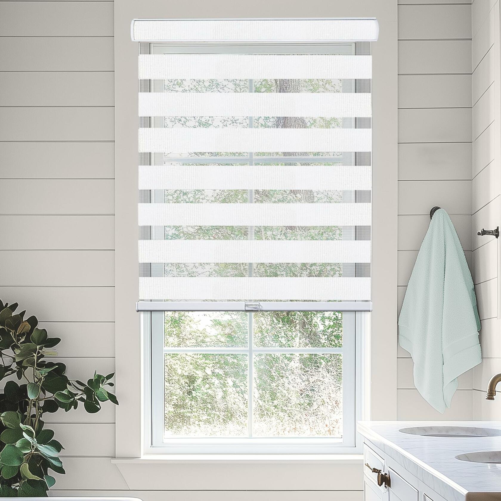 CHICOLOGY Zebra Blinds, Roller Window Shades, Blinds for Windows, Roller Shades for Windows, Window Shades for Home, Window Shades, Pull Down Shades for Windows, 47" W X 72" H, Basic Arctic