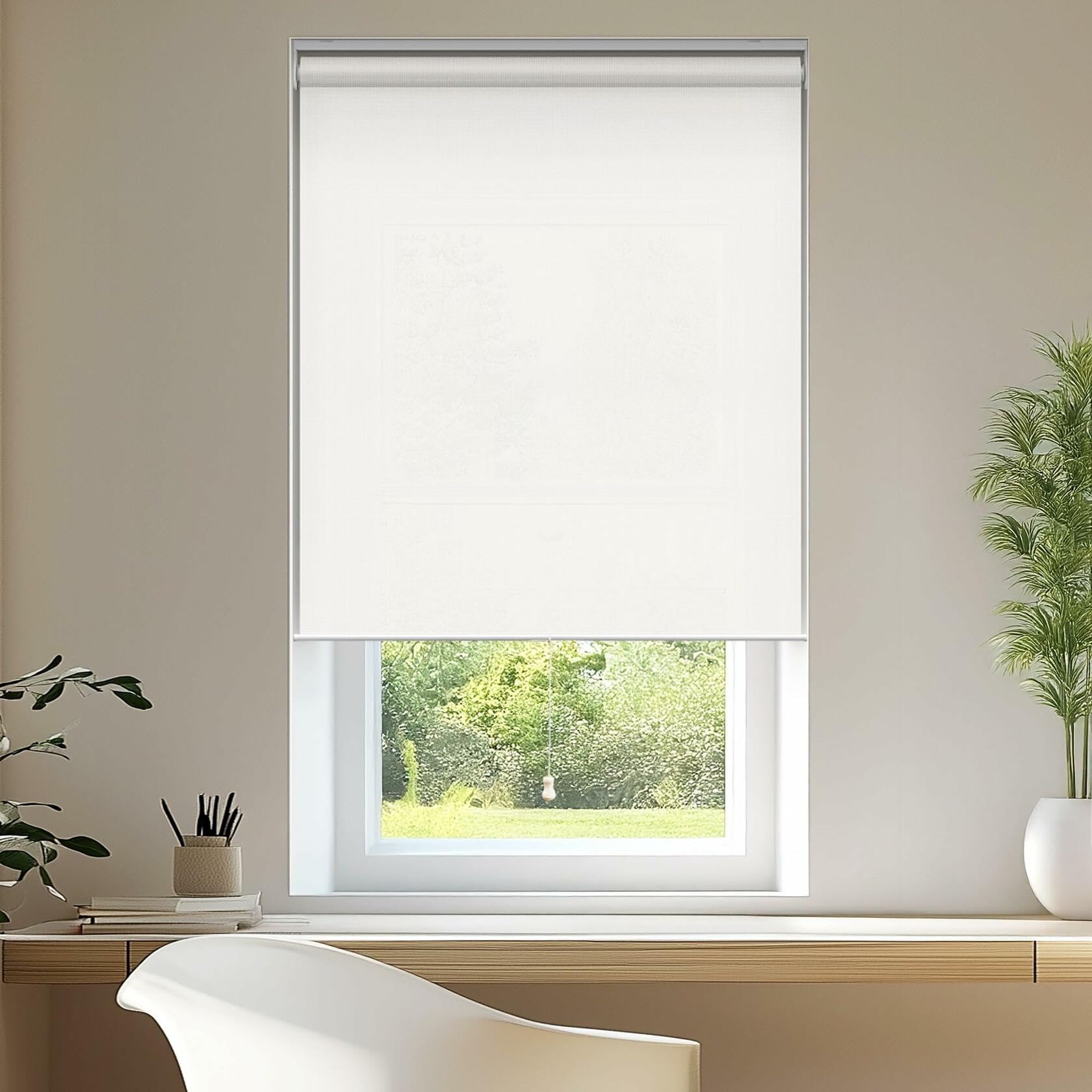 CHICOLOGY Roller Window Shades , Window Blinds , Window Shades for Home , Roller Shades , Window Treatments , Window Blinds Cordless , Door Blinds , Urban White (Light Filtering), 26"W X 72"H