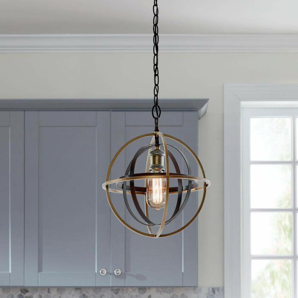 Home Decorators Collection 27030 1-Light Bronze & Champagne Pewter Mini Pendant