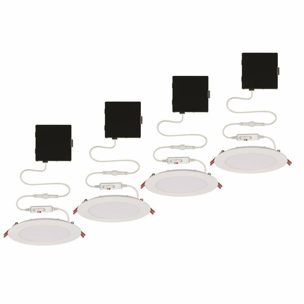Ultra Slim 6 in. Color Selectable New Construction and Remodel Canless Recessed Integrated LED Kit (4-Pack)