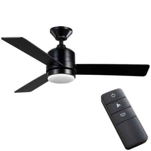 Hampton Bay Castlegate 44 in. Indoor Integrated LED Matte Black Ceiling Fan with 3 Reversible Blades, Light Kit and Remote Control