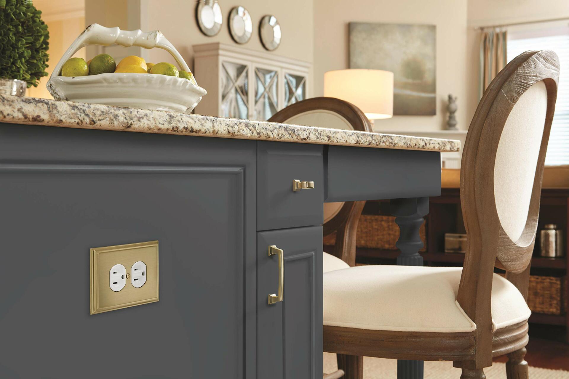 Amerock | Wall Plate | Golden Champagne | Duplex Outlet Cover | Candler | 1 Pack | Electrical Outlet Cover