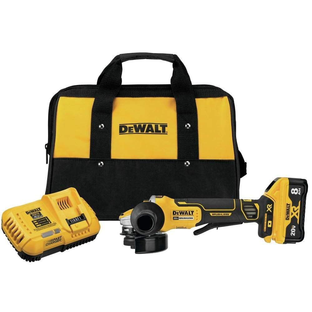 DEWALT 20V MAX* XR Angle Grinder, Trigger Switch, Power Detect Tool Technology Kit, 4-1/2-Inch to 5-Inch (DCG415W1)