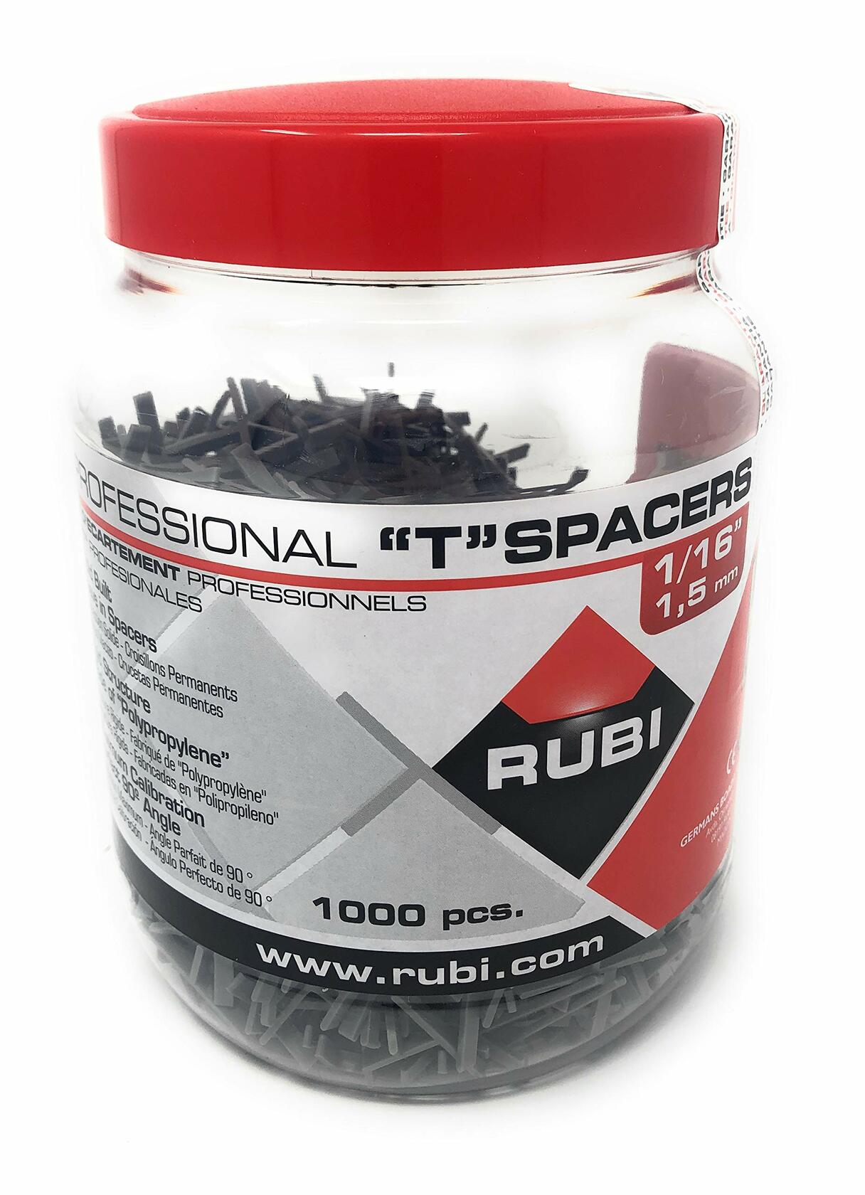 RUBI T spacers 1/16" (1.5mm) 1000 Pcs Jar (Ref. 02715)