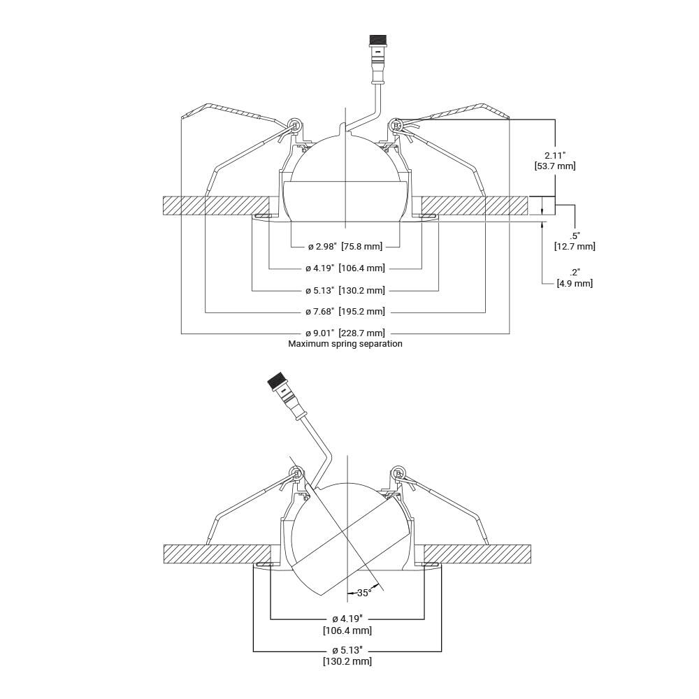 HALO RA 4 inch Integrated Recessed Ajustable Gimbal LED Light Kit, Canless, Selectable CCT (2700K, 3000K, 3500K, 4000K, 5000K), 600 Lumens, White