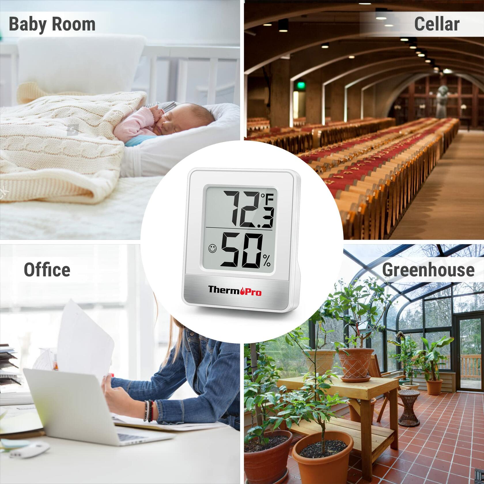 ThermoPro TP49 Digital Hygrometer Indoor Thermometer Humidity Meter Room Thermometer with Temperature and Humidity Monitor Mini Hygrometer Outdoor