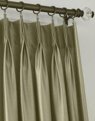Curtainworks Marquee Faux Silk Pinch Pleat Curtain Panel, 30 by 95", Sand (Champagne Beige)