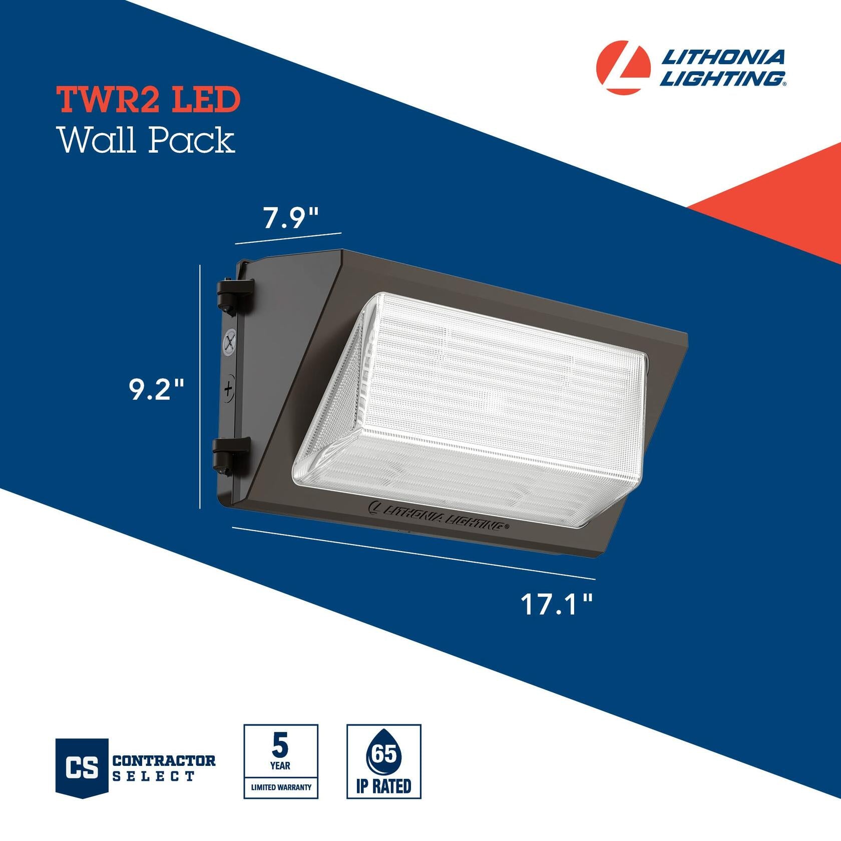 Lithonia Lighting 17" LED Wall Pack Outdoor Light Fixture, 3-Way Selectable CCT 3000K/4000K/5000K, Adjustable Lumens, Dusk to Dawn Photocell, UVOLT, Bronze (TWR2 LED ALO SWW2 UVOLT PE DDBTXD)