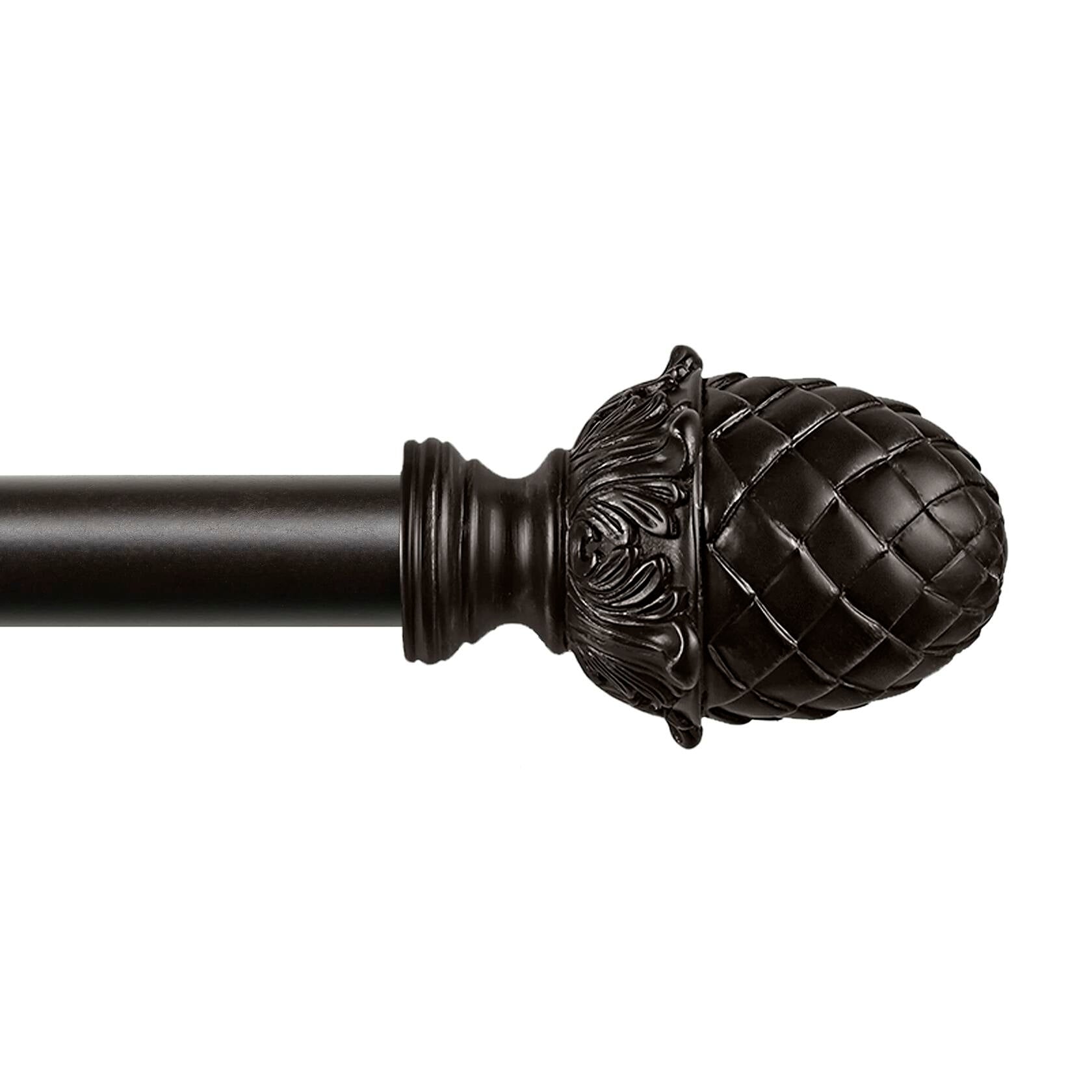 Exclusive Home Acorn 1" Curtain Rod and Coordinating Finial Set, Matte Bronze, Adjustable 36"-72"