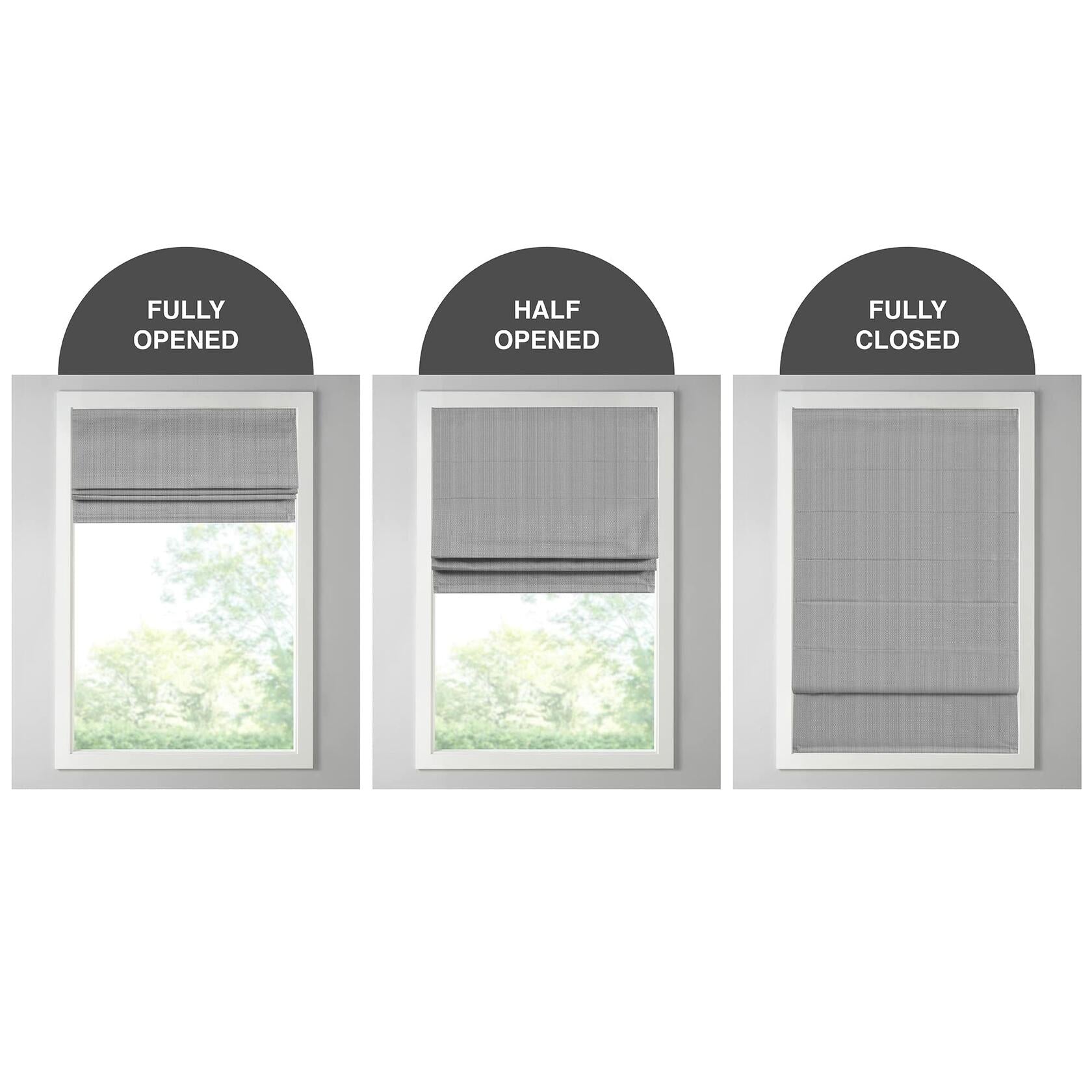 Madison Park Galen Cordless Fabric Privacy Single Panel Darkening, Energy Efficient Roman Shade, Window Curtain, 39"W x 64"L, Basketweave Sheen Grey