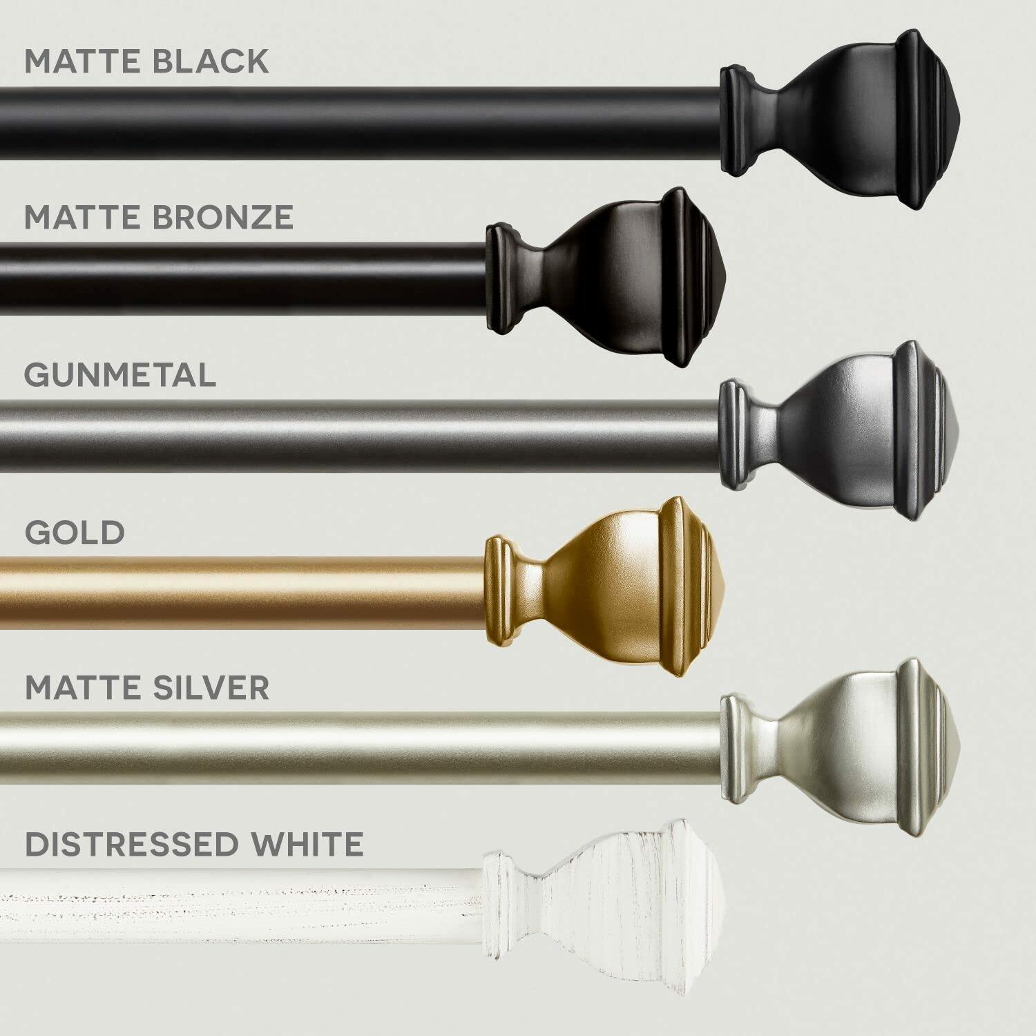 Exclusive Home Napoleon Double Curtain Rod and Finial Set, Gold, Adjustable 66"-120