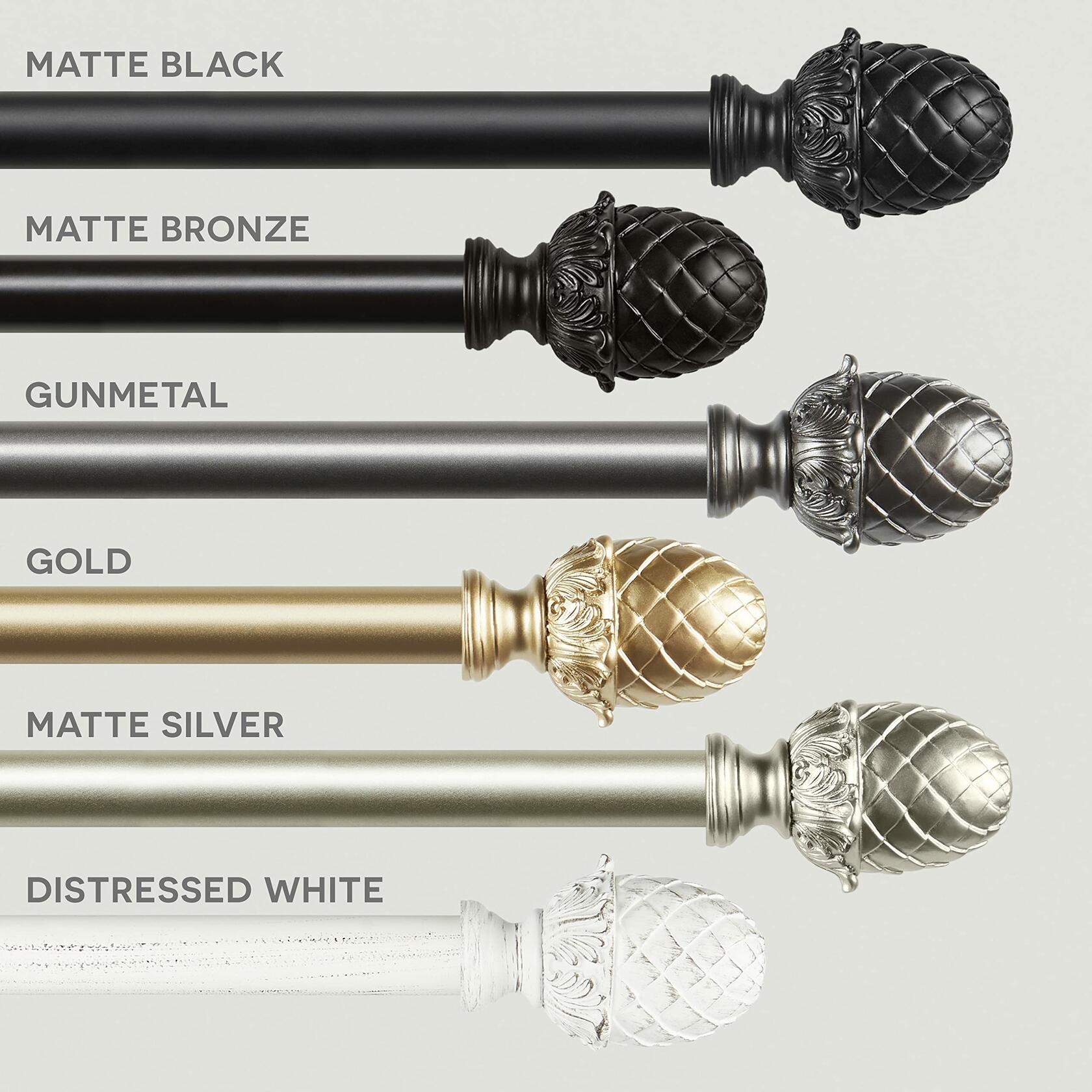 Exclusive Home Acorn 1" Curtain Rod and Coordinating Finial Set, Matte Bronze, Adjustable 36"-72"