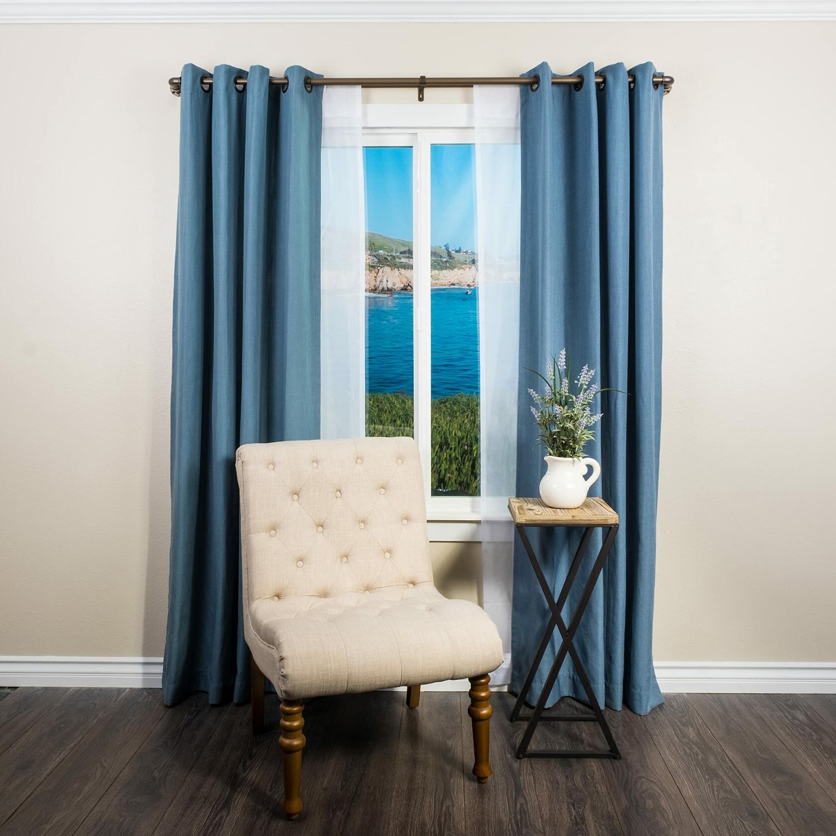 Decopolitan 1" Industrial Double Curtain Rod Set, 18 to 36 Inches, Dark Bronze