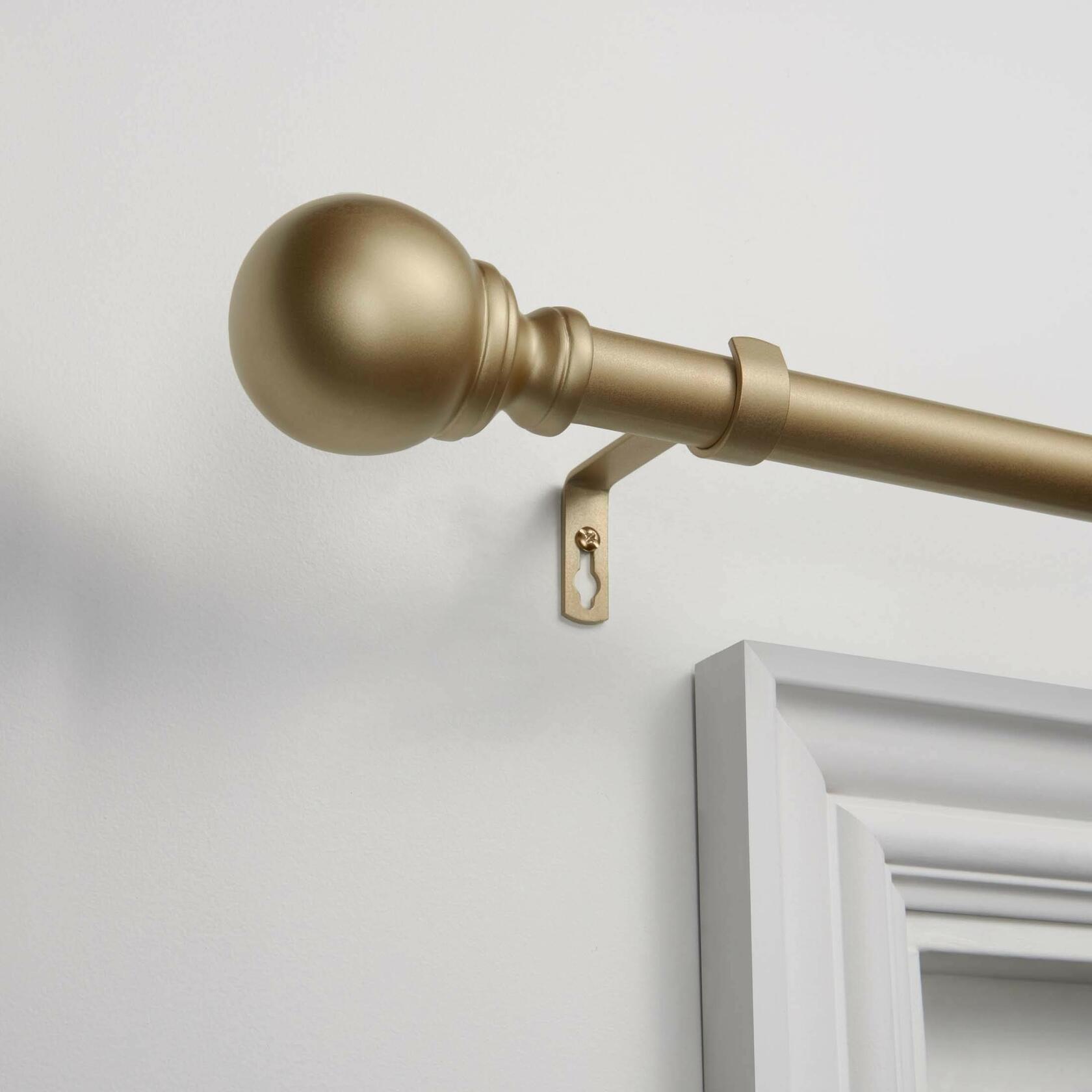EXCLUSIVE HOME Sphere 1" Curtain Rod and Coordinating Finial Set, Matte Bronze, Adjustable 36"-72"